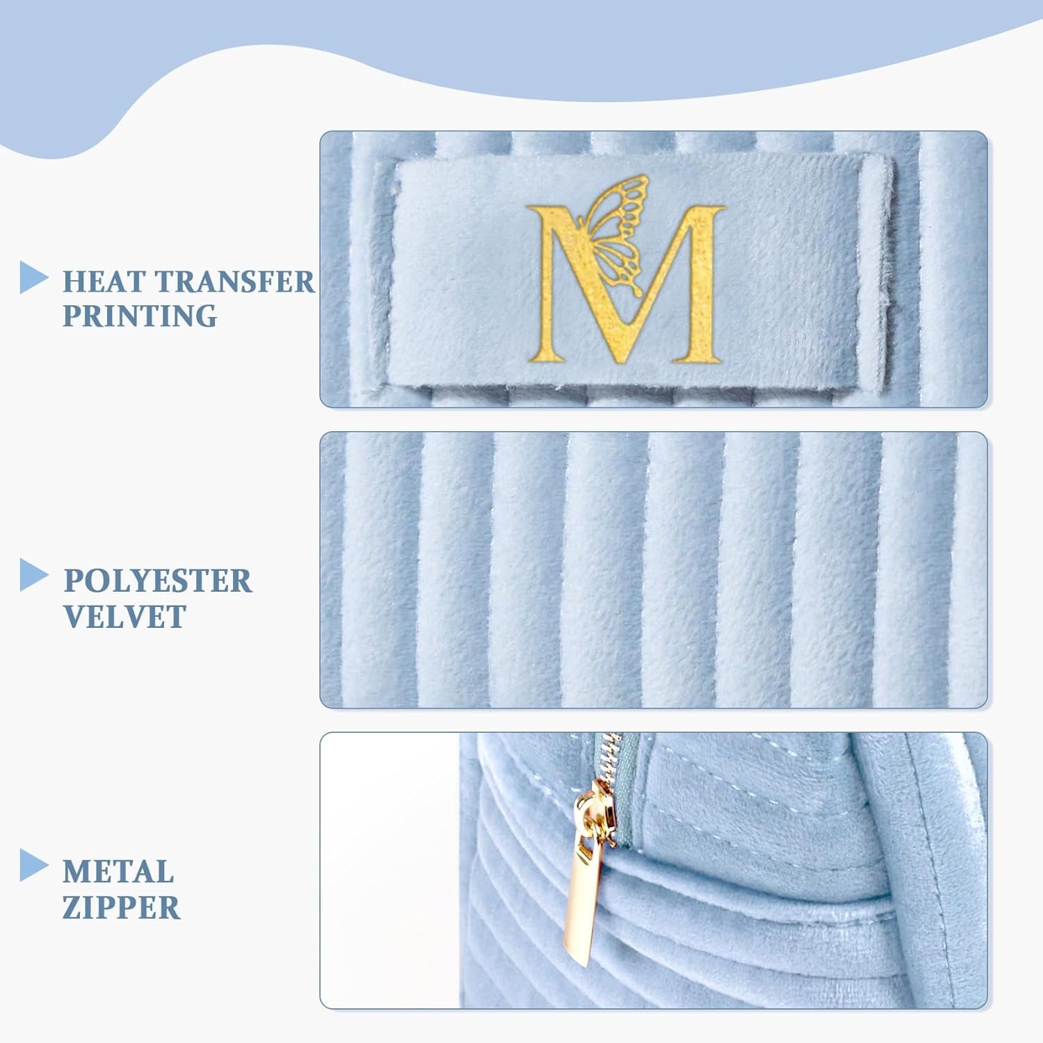 Logo Personalizado Neceser de Maquillaje Personalizado para Viajes de Mujeres, Regalos de Día de Pascua para Mejores Amigos y Hermanas, Fábrica de Pouches Cosméticos Monogramados con Letra M.