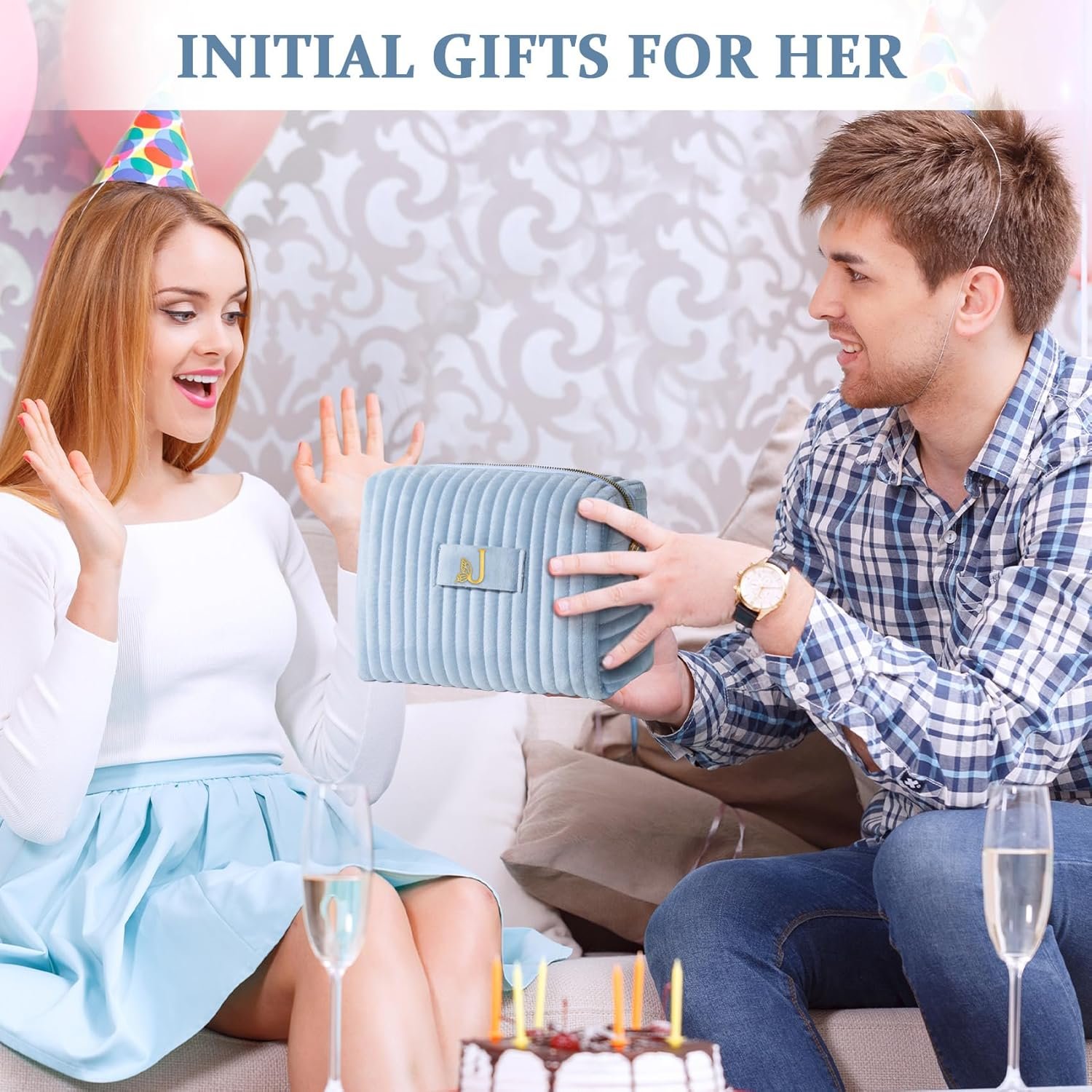 Logo Personalizado Neceser de Maquillaje Personalizado para Viajes de Mujeres, Regalos de Día de Pascua para Mejores Amigos y Hermanas, Fábrica de Pouches Cosméticos Monogramados con Letra M.