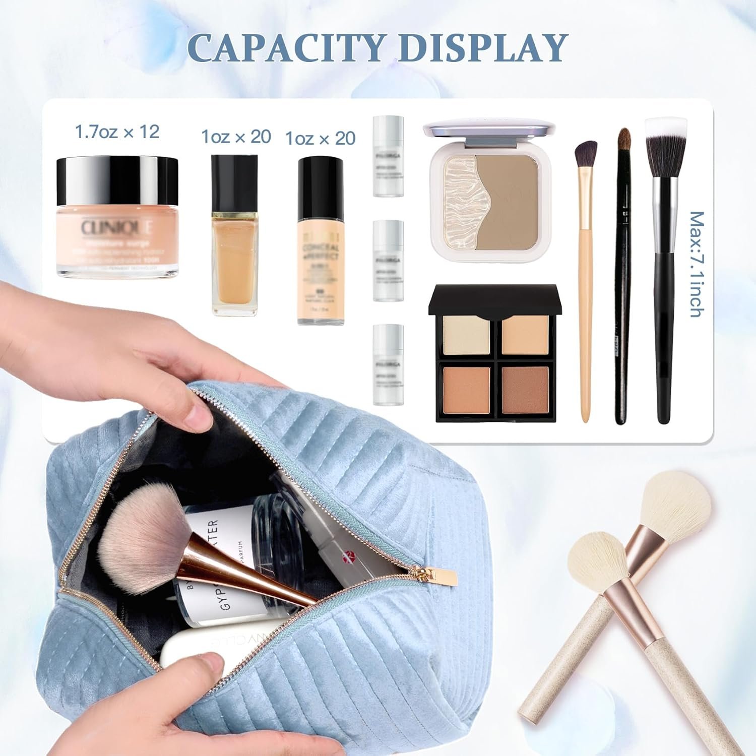 Logo Personalizado Neceser de Maquillaje Personalizado para Viajes de Mujeres, Regalos de Día de Pascua para Mejores Amigos y Hermanas, Fábrica de Pouches Cosméticos Monogramados con Letra M.