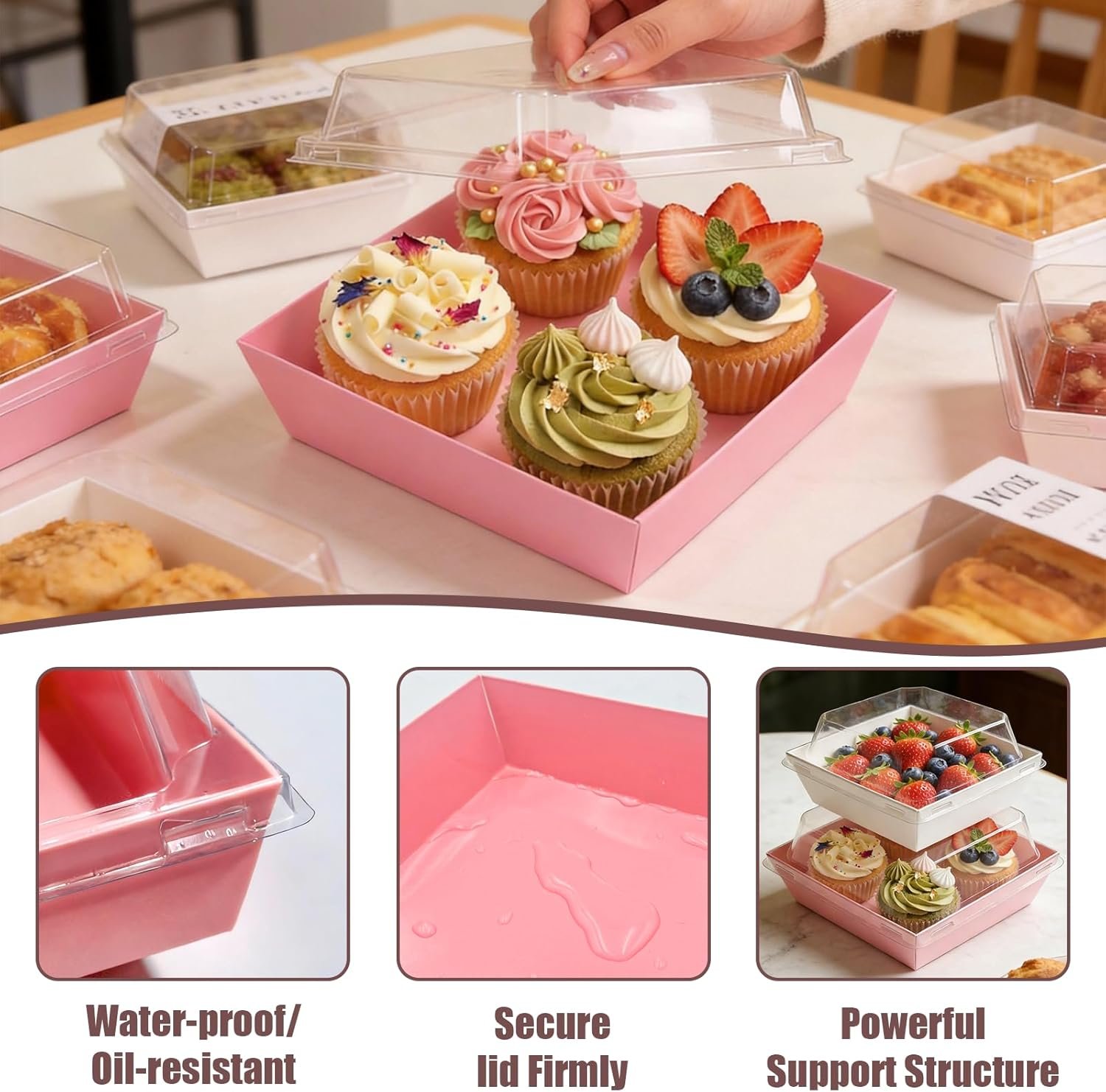 Caja de Charcutería de 150 Paquetes con Tapa Transparente, 5 Pulgadas Cuadradas, Envases de Papel Desechables para Postres - Sándwich, Galleta, Sushi, Porción de Pastel, Fresas en 5 Colores, Marca Blanca, Proveedor Caja de Charcutería de 150 Paquetes con Tapa Transparente, 5 Pulgadas Cuadradas, Envases de Papel Desechables para Postres - Sándwich, Galleta, Sushi, Porción de Pastel, Fresas en 5 Colores, Marca Blanca, Proveedor