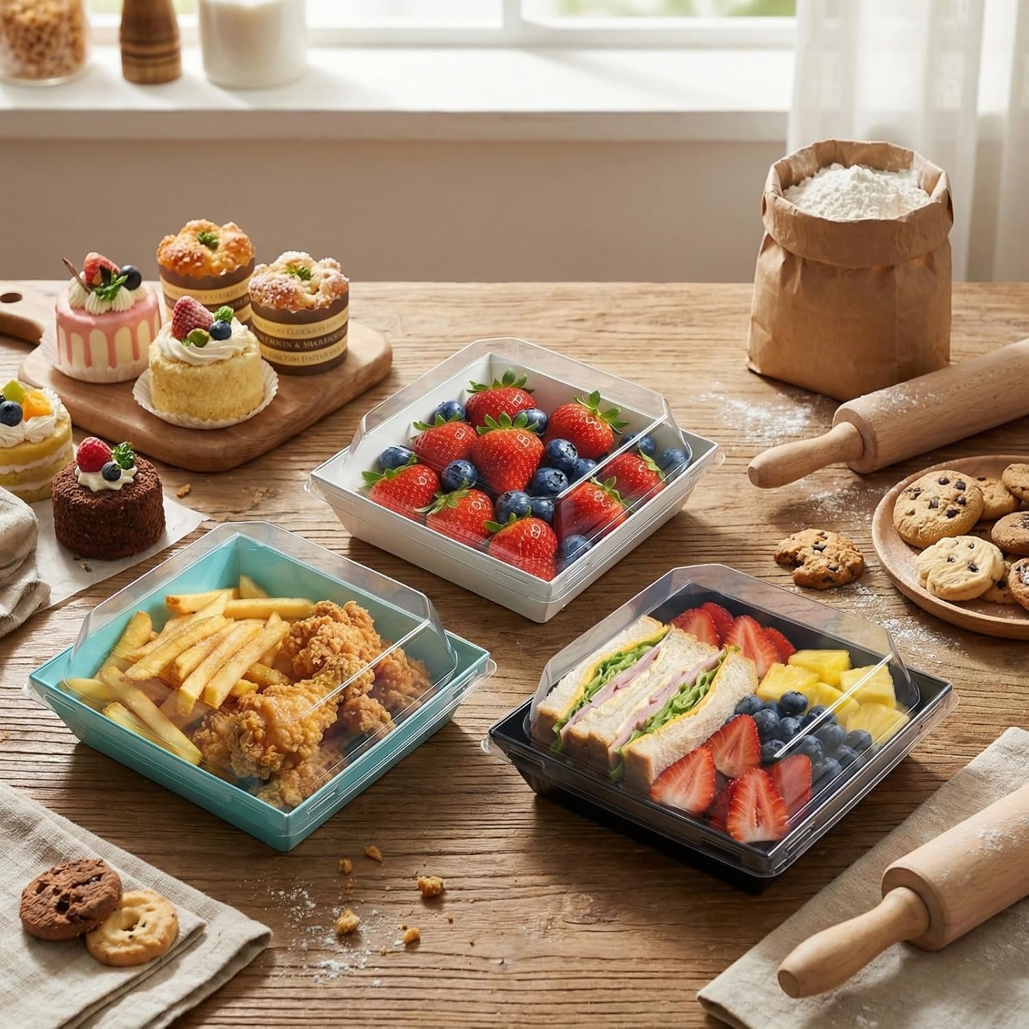 Caja de Charcutería de 150 Paquetes con Tapa Transparente, 5 Pulgadas Cuadradas, Envases de Papel Desechables para Postres - Sándwich, Galleta, Sushi, Porción de Pastel, Fresas en 5 Colores, Marca Blanca, Proveedor Caja de Charcutería de 150 Paquetes con Tapa Transparente, 5 Pulgadas Cuadradas, Envases de Papel Desechables para Postres - Sándwich, Galleta, Sushi, Porción de Pastel, Fresas en 5 Colores, Marca Blanca, Proveedor
