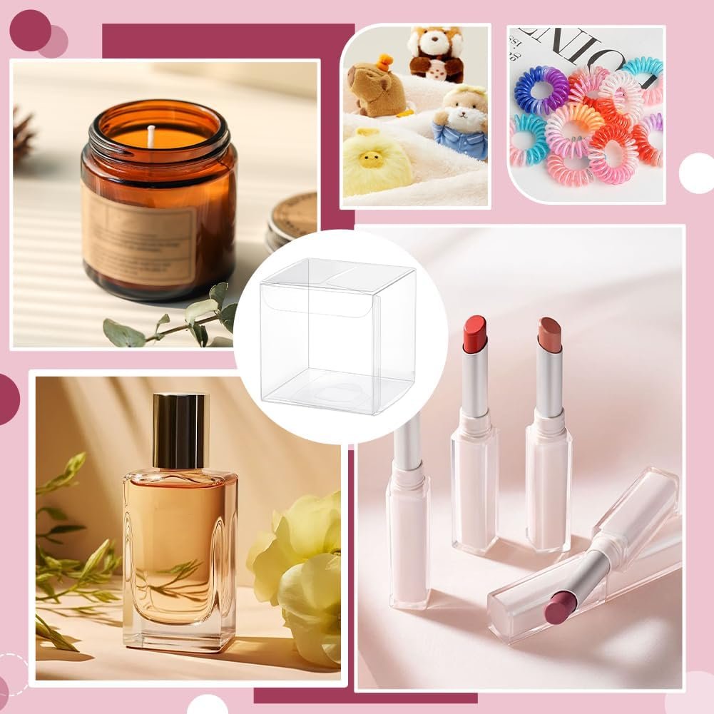 Caja de Favor Clara de 60PCS 2.4x2.4x2.4 Pulgadas para Dulces, Chocolate y Postres, para Bodas y Fiestas de Halloween y Navidad, con Logo Personalizado, Proveedor de Empaques.