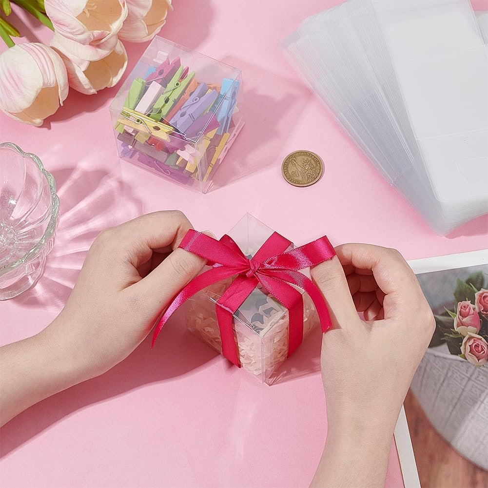 Caja de Favor Clara de 60PCS 2.4x2.4x2.4 Pulgadas para Dulces, Chocolate y Postres, para Bodas y Fiestas de Halloween y Navidad, con Logo Personalizado, Proveedor de Empaques.