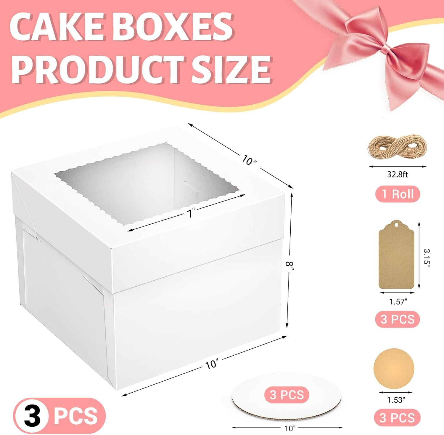 Logo Personalizado Cajas de Pastel con Ventana 10 x 10 x 8 pulgadas Cajas de Panadería Blancas con Tablas para Pasteles para Bodas, Cumpleaños, Fiestas, Navidad Proveedor Logo Personalizado Cajas de Pastel con Ventana 10 x 10 x 8 pulgadas Cajas de Panadería Blancas con Tablas para Pasteles para Bodas, Cumpleaños, Fiestas, Navidad Proveedor