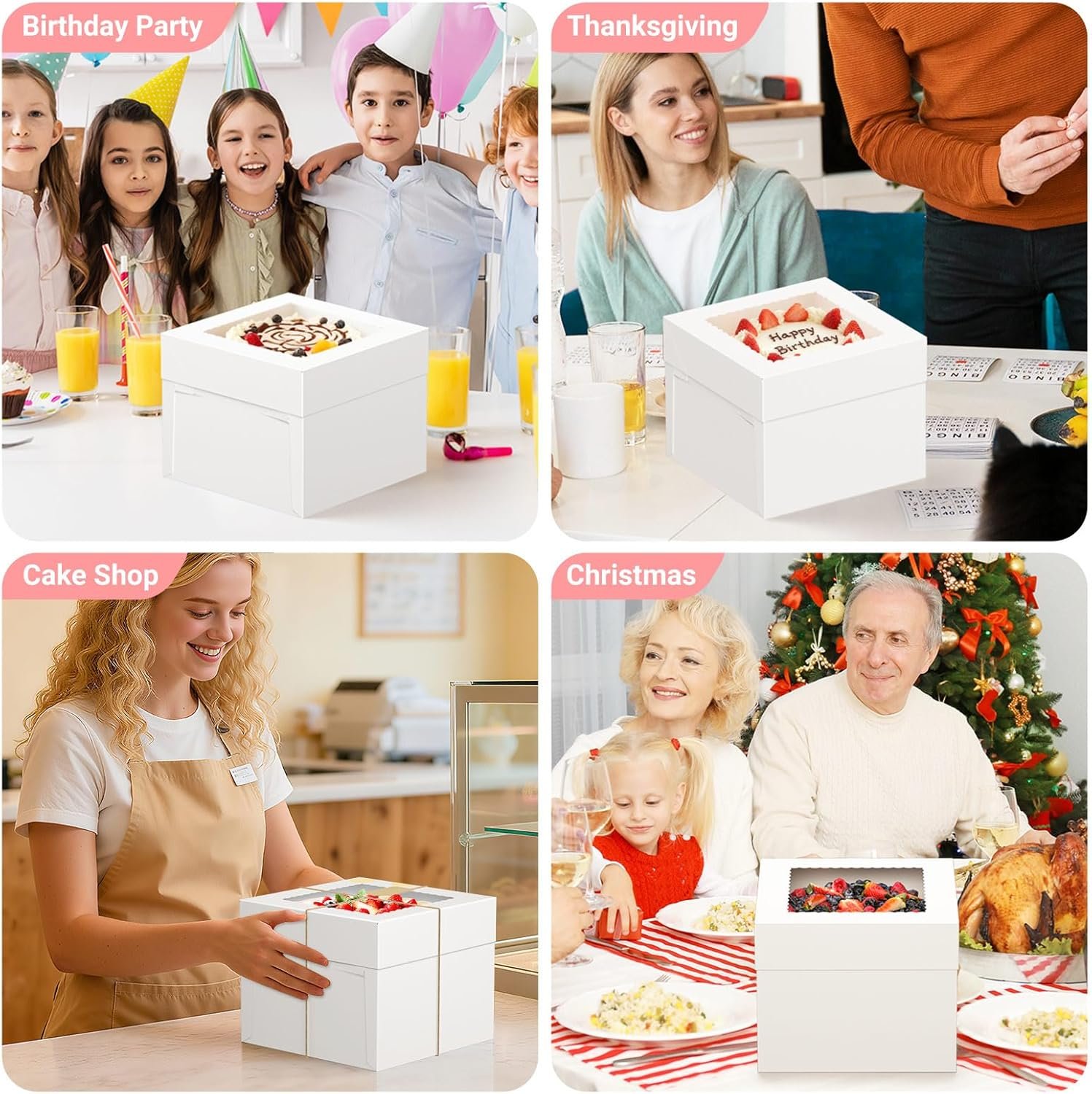 Logo Personalizado Cajas de Pastel con Ventana 10 x 10 x 8 pulgadas Cajas de Panadería Blancas con Tablas para Pasteles para Bodas, Cumpleaños, Fiestas, Navidad Proveedor Logo Personalizado Cajas de Pastel con Ventana 10 x 10 x 8 pulgadas Cajas de Panadería Blancas con Tablas para Pasteles para Bodas, Cumpleaños, Fiestas, Navidad Proveedor
