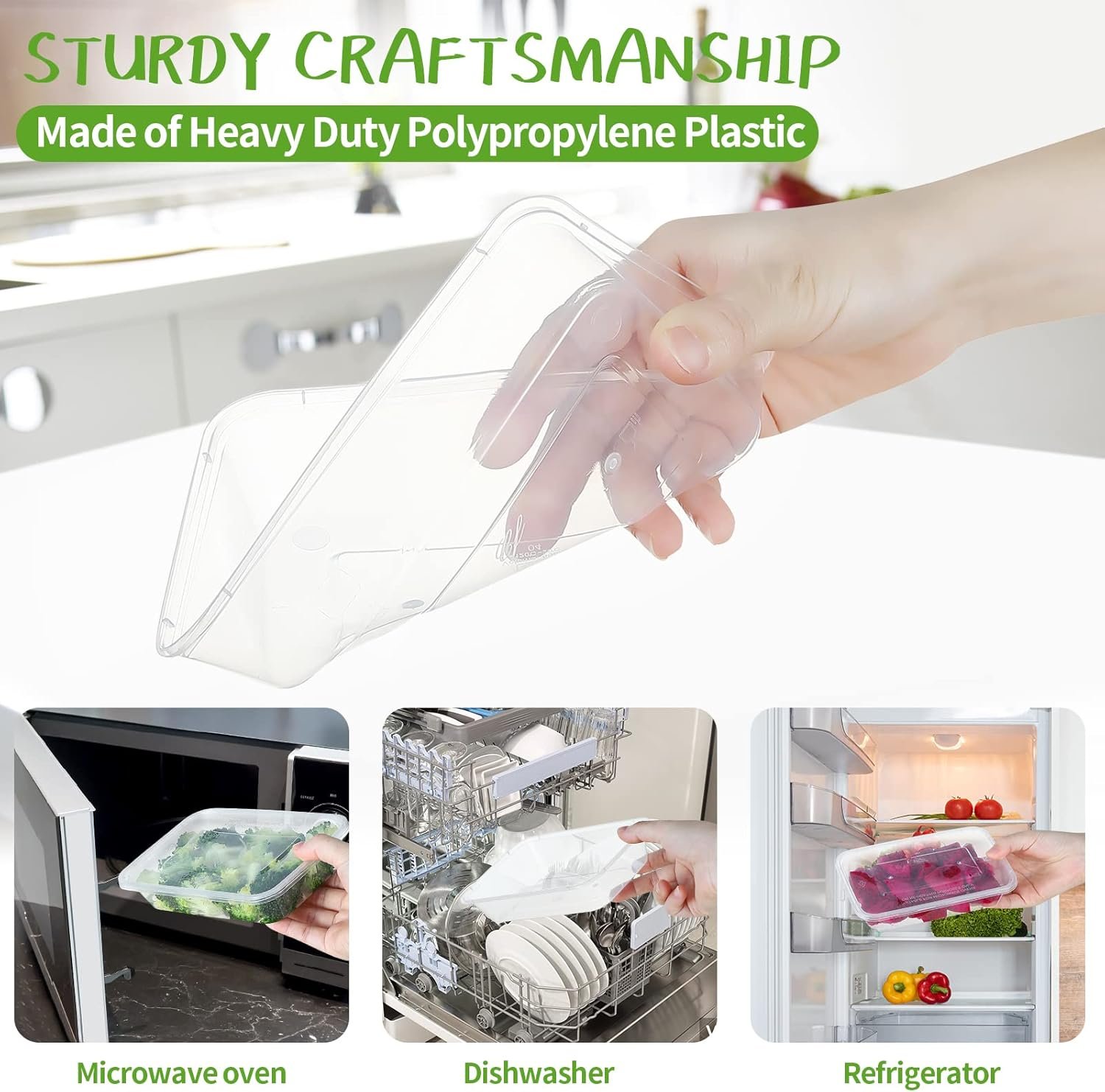 Contenedores de Almacenamiento de Alimentos Desechables de 16 oz con Tapas Herméticas, 50 Pcs, Personalizado Logo, Recipientes Reutilizables para Comida, A Prueba de Fugas, Apta para Microondas, Lavavajillas y Congelador, Proveedor.