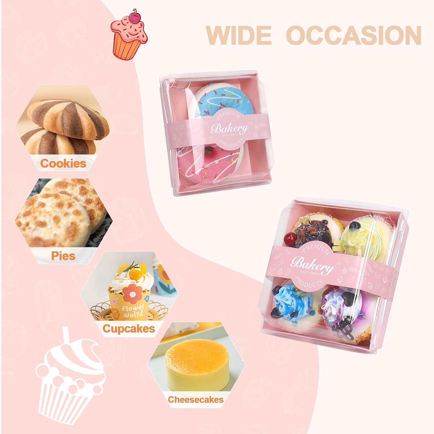 Caja de Charcutería con Logo Personalizado, 100 Pack de Contenedores Desechables Rosa de 5.3x4.9x2.5 Pulgadas para Galletas, Sándwiches, Pasteles y Postres, Fabricante Proveedor.