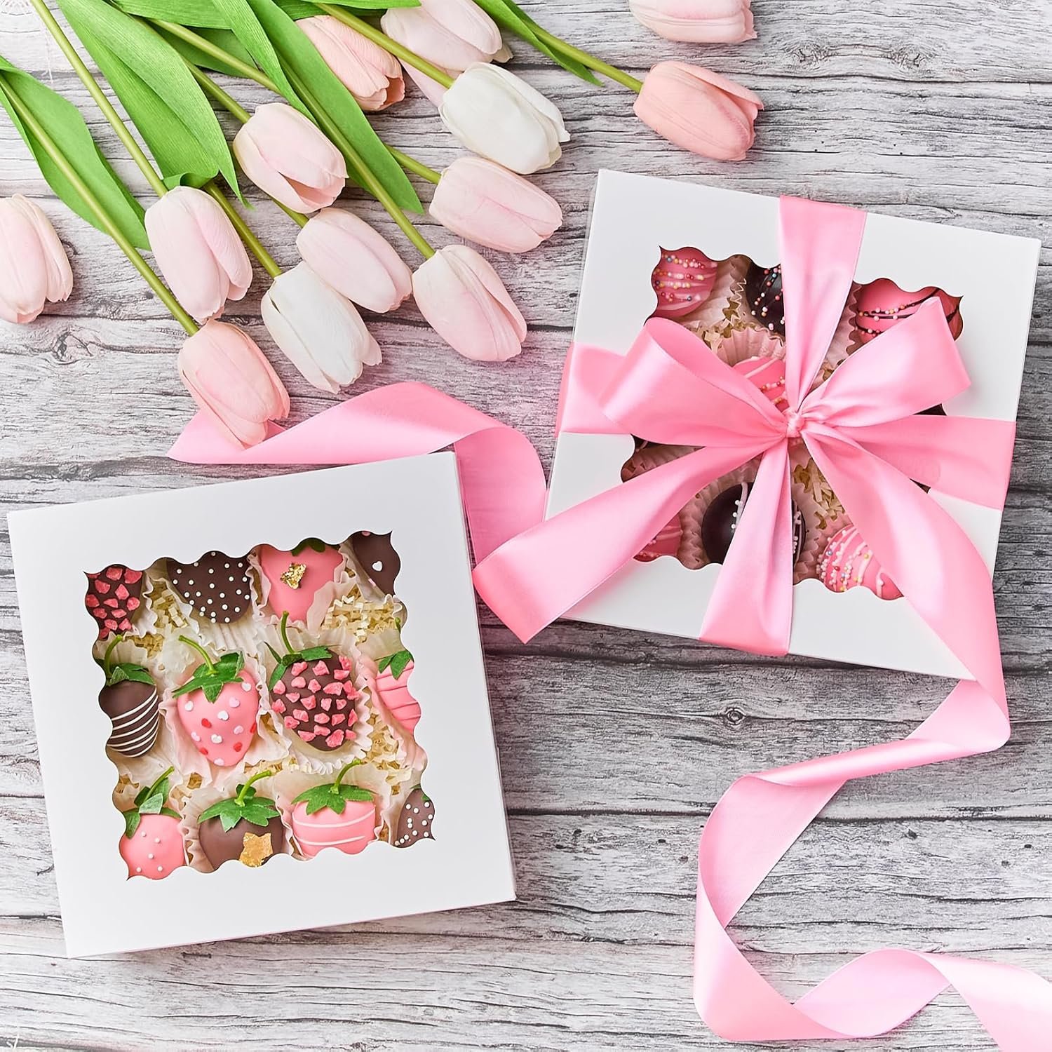 Caja de pasteles con ventana de 20 PCS, 8 x 8 x 2.5 pulgadas, cajas auto-popup para galletas, postres con logo personalizado, ideales para chocolate, fresas, pasteles, muffins, donuts, proveedora de envases. Caja de pasteles con ventana de 20 PCS, 8 x 8 x 2.5 pulgadas, cajas auto-popup para galletas, postres con logo personalizado, ideales para chocolate, fresas, pasteles, muffins, donuts, proveedora de envases.
