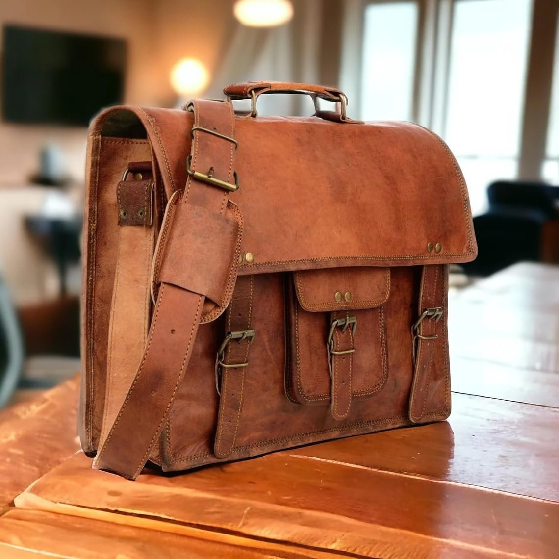 Logo Personalizado Mochila de Cuero Vintage para Hombre/Mujer, Bolso Engraved, Maletín para Laptop de Oficina/Viaje, Fábrica de Bolsos de Cuero Hechos a Mano para Múltiples Usos