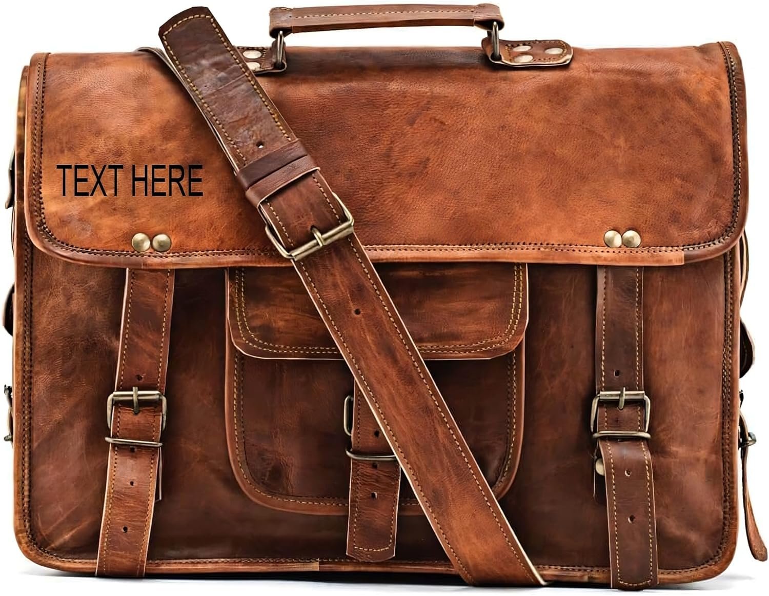 Logo Personalizado Mochila de Cuero Vintage para Hombre/Mujer, Bolso Engraved, Maletín para Laptop de Oficina/Viaje, Fábrica de Bolsos de Cuero Hechos a Mano para Múltiples Usos