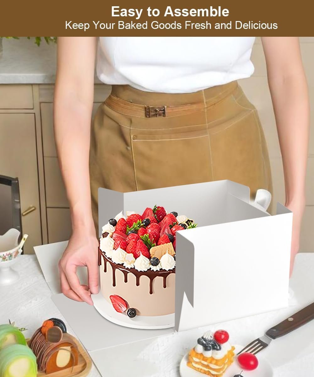 Caja de pasteles desechable con ventana y base, 2 paquetes de 10x10x8 pulgadas, ideal para reposteros, fiestas de cumpleaños y eventos escolares | Marca Blanca para pasteles de 10 pulgadas de Fábrica.