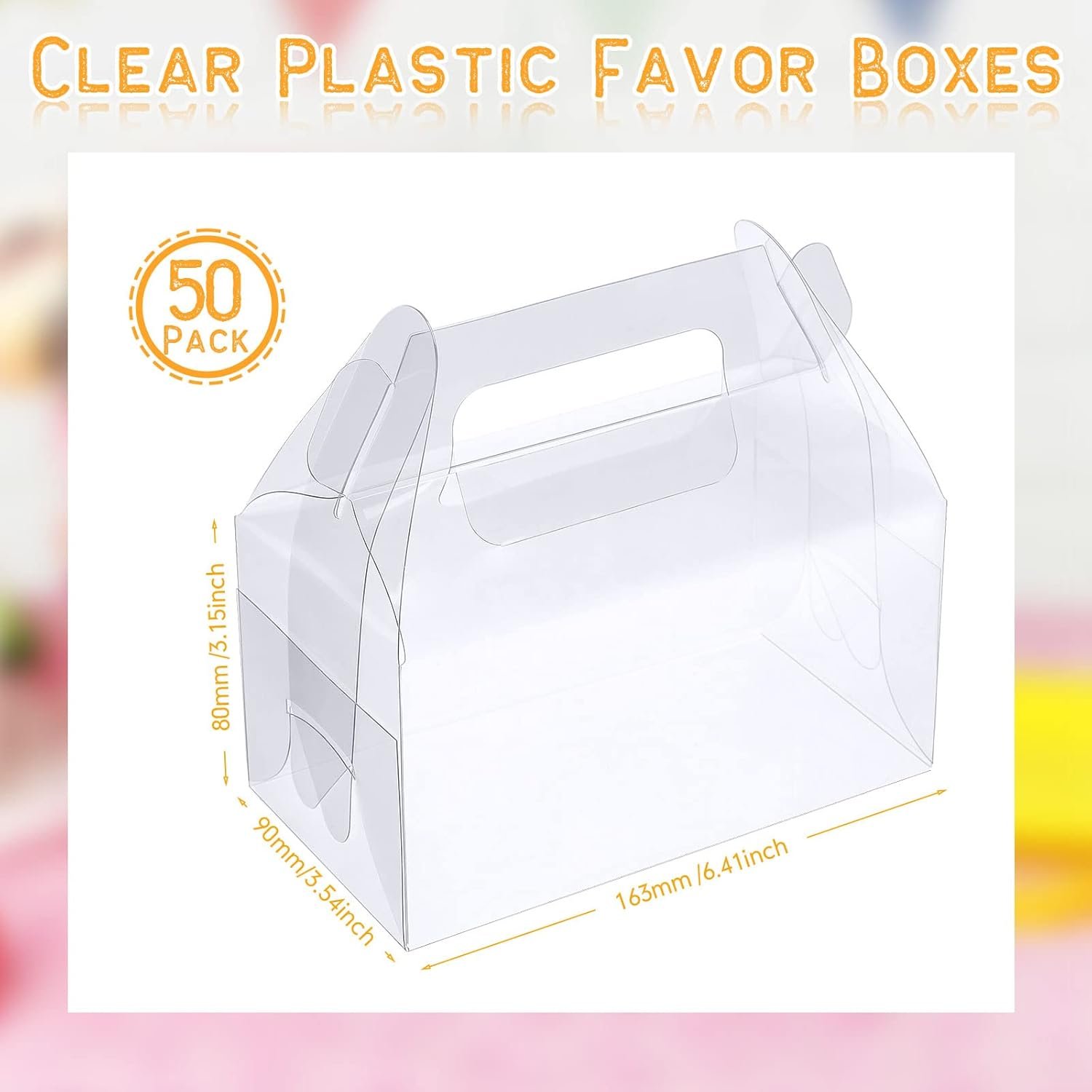 Caja de regalo transparente con logo personalizado, pack de 50 cajas de fiesta para dulces, galletas y postres, ideal para cumpleaños, baby shower y bodas, 6.3 x 3.5 x 3.2 pulgadas, fabricada por proveedor. Caja de regalo transparente con logo personalizado, pack de 50 cajas de fiesta para dulces, galletas y postres, ideal para cumpleaños, baby shower y bodas, 6.3 x 3.5 x 3.2 pulgadas, fabricada por proveedor.