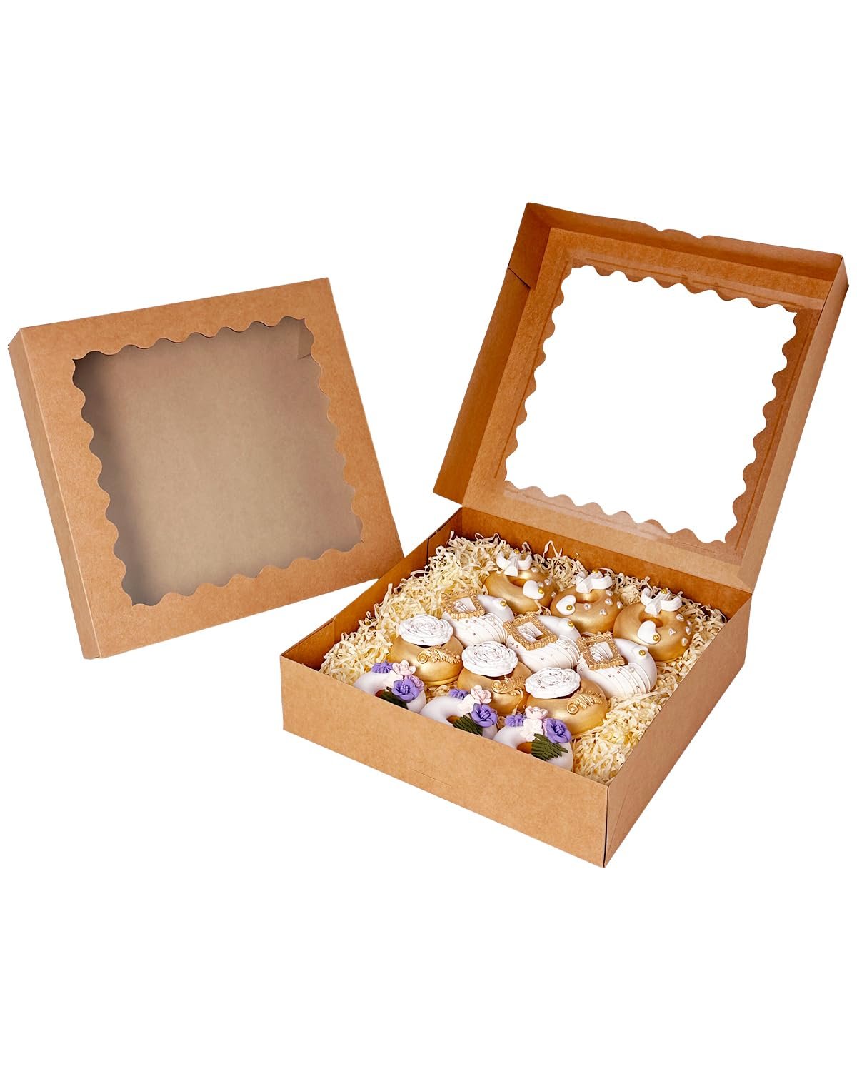 Caja de Pasteles Marrón 20pcs 12x12x3 pulgadas Con Ventana de Facil Aromatización para Macarrones y Galletas, Marca Blanca (Auto-pop Up) para Fábrica. Caja de Pasteles Marrón 20pcs 12x12x3 pulgadas Con Ventana de Facil Aromatización para Macarrones y Galletas, Marca Blanca (Auto-pop Up) para Fábrica.