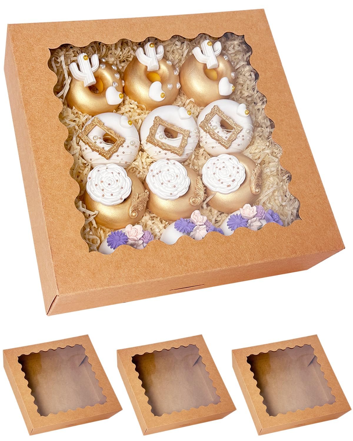 Caja de Pasteles Marrón 20pcs 12x12x3 pulgadas Con Ventana de Facil Aromatización para Macarrones y Galletas, Marca Blanca (Auto-pop Up) para Fábrica. Caja de Pasteles Marrón 20pcs 12x12x3 pulgadas Con Ventana de Facil Aromatización para Macarrones y Galletas, Marca Blanca (Auto-pop Up) para Fábrica.