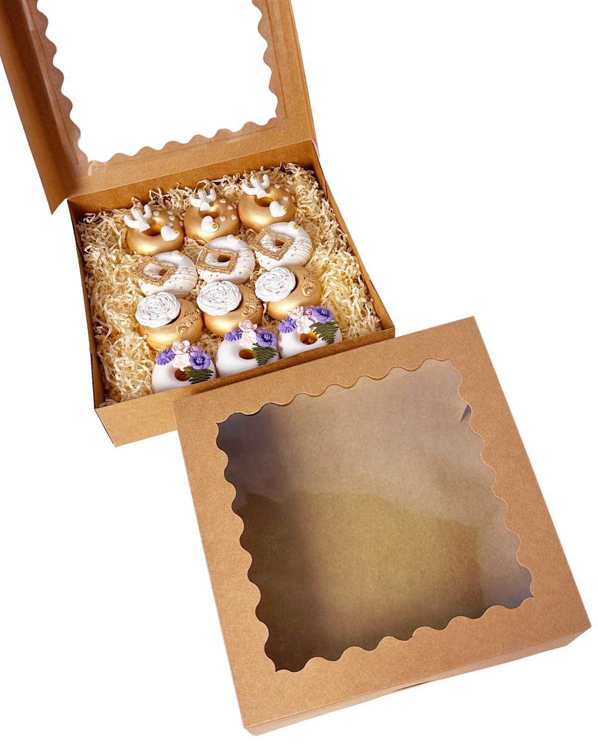 Caja de Pasteles Marrón 20pcs 12x12x3 pulgadas Con Ventana de Facil Aromatización para Macarrones y Galletas, Marca Blanca (Auto-pop Up) para Fábrica. Caja de Pasteles Marrón 20pcs 12x12x3 pulgadas Con Ventana de Facil Aromatización para Macarrones y Galletas, Marca Blanca (Auto-pop Up) para Fábrica.