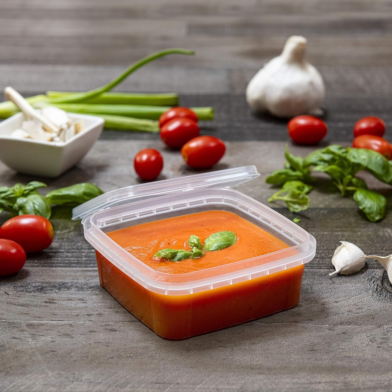 Contenedores cuadrado desechables de 8 oz en paquete de 20 con tapa, Logo Personalizado, perfectos para almacenar alimentos de forma hermética y preparación de comidas. Ideal para marca blanca y suministrados por nuestro fabricante.