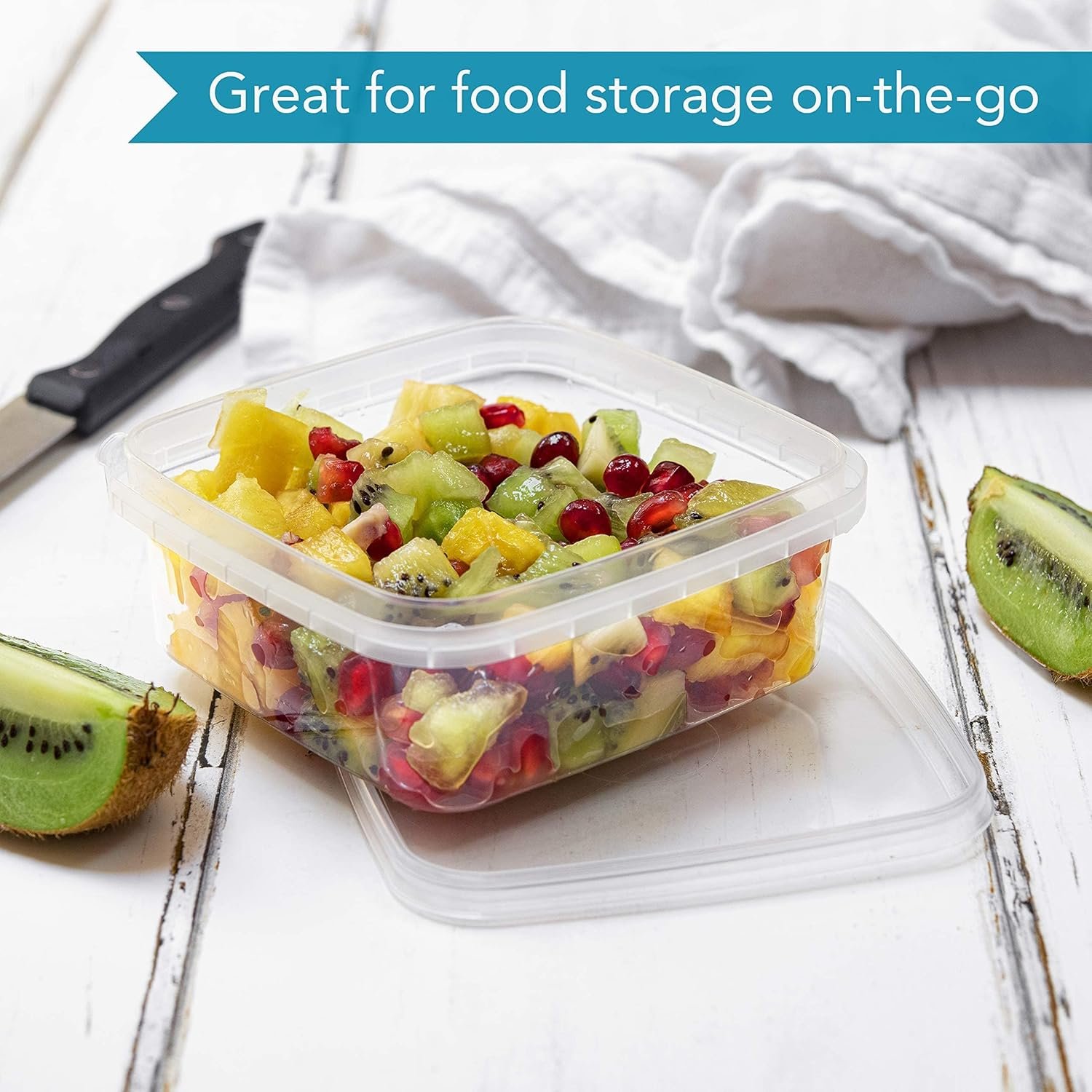 Contenedores cuadrado desechables de 8 oz en paquete de 20 con tapa, Logo Personalizado, perfectos para almacenar alimentos de forma hermética y preparación de comidas. Ideal para marca blanca y suministrados por nuestro fabricante.