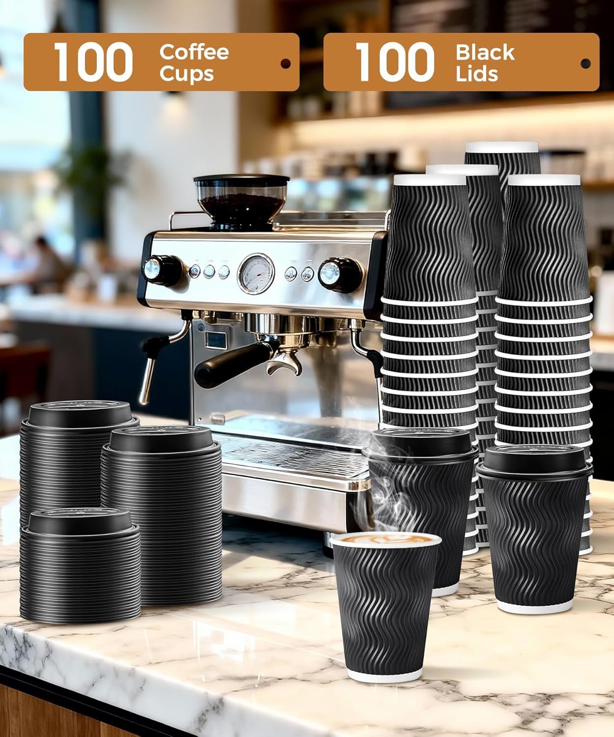 Tazas de Café Desechables de 12 oz con Tapas - 100 Paquete, Personaliza tu Logo en Tazas Aisladas de Pared Ripple para Café, Chocolate Caliente y Bebidas Frías/calientes - Fabricante Tazas de Café Desechables de 12 oz con Tapas - 100 Paquete, Personaliza tu Logo en Tazas Aisladas de Pared Ripple para Café, Chocolate Caliente y Bebidas Frías/calientes - Fabricante