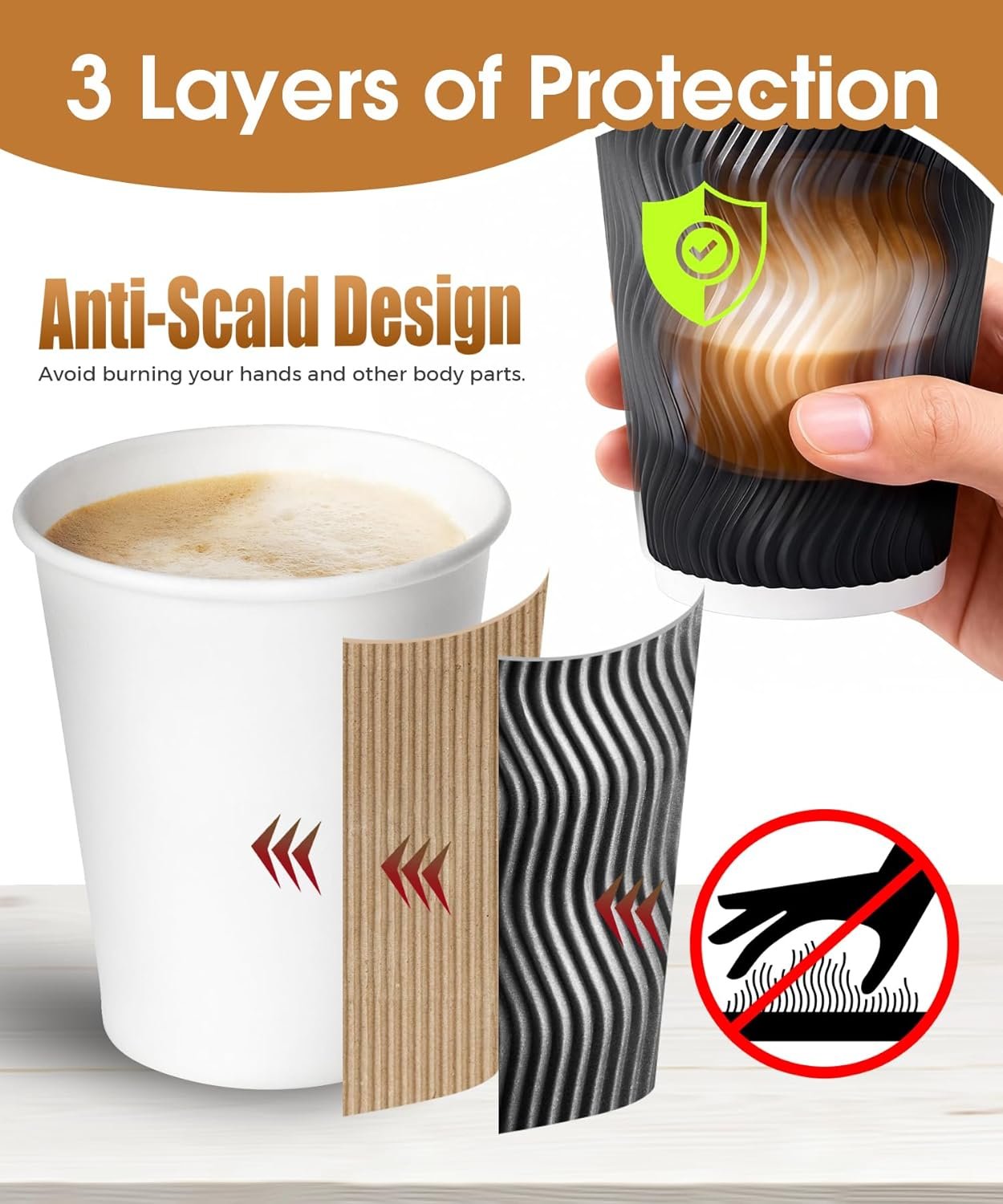Tazas de Café Desechables de 12 oz con Tapas - 100 Paquete, Personaliza tu Logo en Tazas Aisladas de Pared Ripple para Café, Chocolate Caliente y Bebidas Frías/calientes - Fabricante Tazas de Café Desechables de 12 oz con Tapas - 100 Paquete, Personaliza tu Logo en Tazas Aisladas de Pared Ripple para Café, Chocolate Caliente y Bebidas Frías/calientes - Fabricante