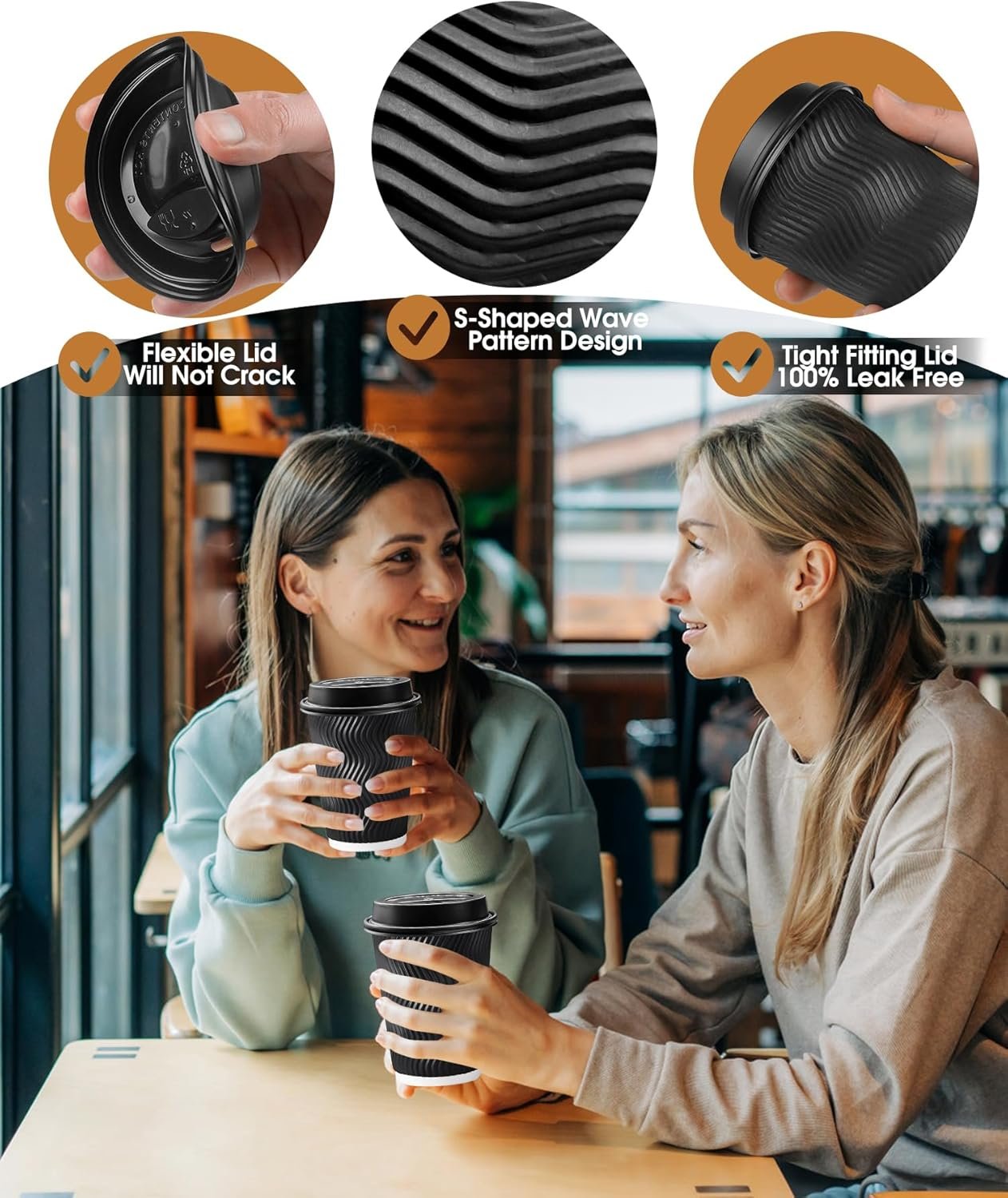 Tazas de Café Desechables de 12 oz con Tapas - 100 Paquete, Personaliza tu Logo en Tazas Aisladas de Pared Ripple para Café, Chocolate Caliente y Bebidas Frías/calientes - Fabricante Tazas de Café Desechables de 12 oz con Tapas - 100 Paquete, Personaliza tu Logo en Tazas Aisladas de Pared Ripple para Café, Chocolate Caliente y Bebidas Frías/calientes - Fabricante