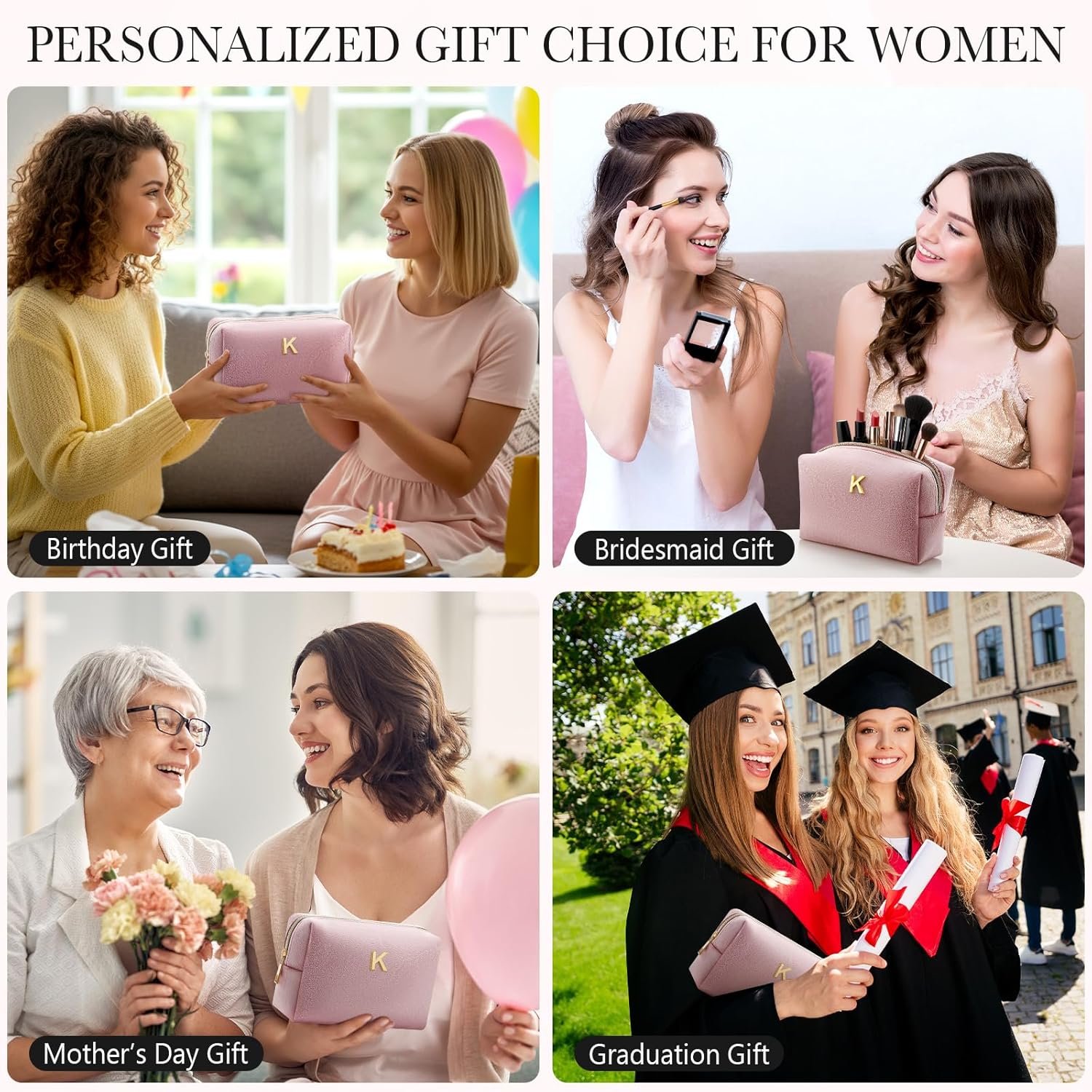 Logo Personalizado Neceser de Maquillaje de Terciopelo Rosa Monogramado Bolsa de Cosméticos Personalizada para Viaje y Uso Diario Regalo para Mujeres, Niñas, Profesores, Madres, Damas de Honor, Día de San Valentín, Cumpleaños, Graduaciones Proveedor