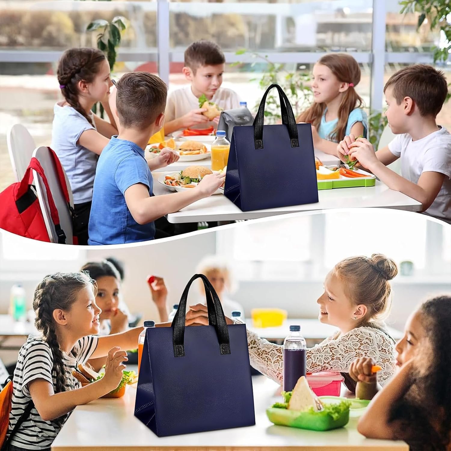 Bolsas Térmicas Reutilizables con Logo Personalizado, 100 Pcs, Ideales para Entrega de Alimentos Fríos y Calientes, Marca Blanca, Proveedor de Bolsas para Restaurante y Picnic (9.5 x 6 x 9.5 in)