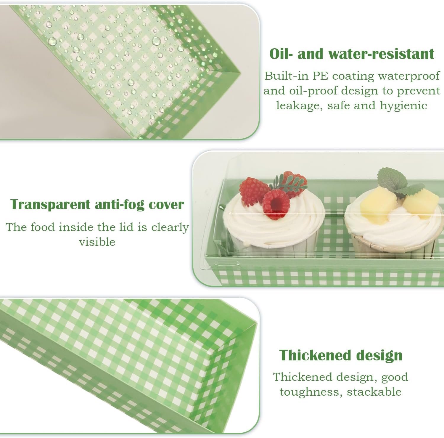 Caja de postres con logo personalizado, 50 unidades de envase para rollo suizo, contenedor plástico con tapa transparente, ideal para muffins, quesos, pasteles y sushi, marca blanca de calidad del proveedor.