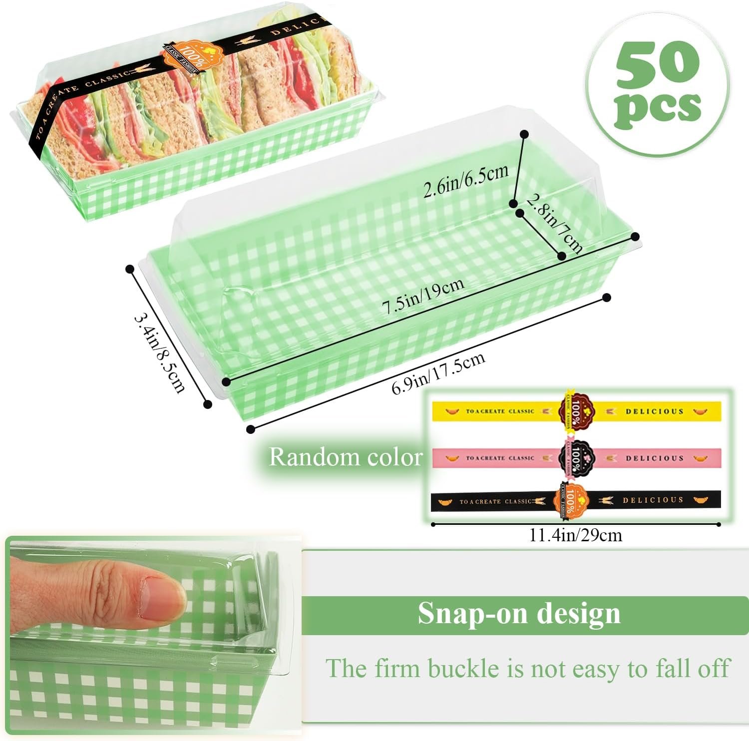 Caja de postres con logo personalizado, 50 unidades de envase para rollo suizo, contenedor plástico con tapa transparente, ideal para muffins, quesos, pasteles y sushi, marca blanca de calidad del proveedor.