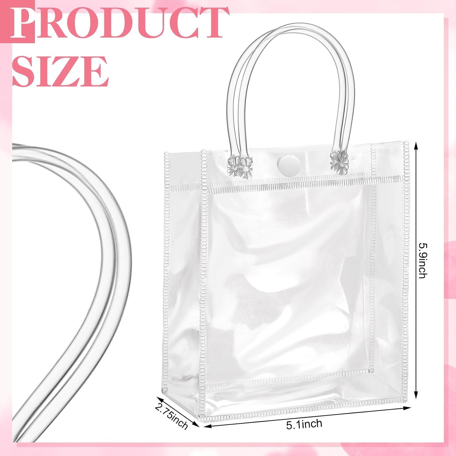 Bolsas de Regalo Plásticas Transparentes de 20 Piezas con Asa para Recuerdos de Boda, 5.1
