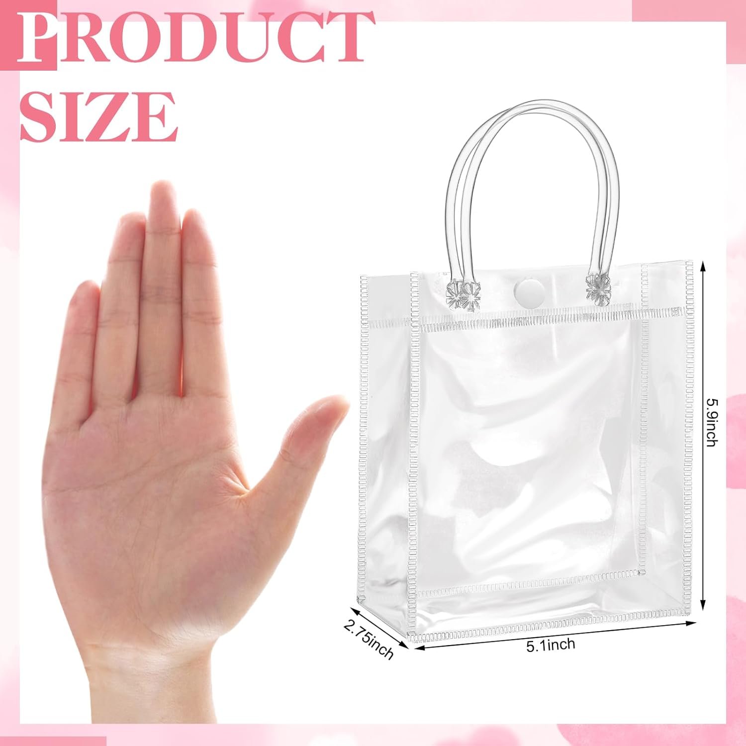 Bolsas de Regalo Plásticas Transparentes de 20 Piezas con Asa para Recuerdos de Boda, 5.1