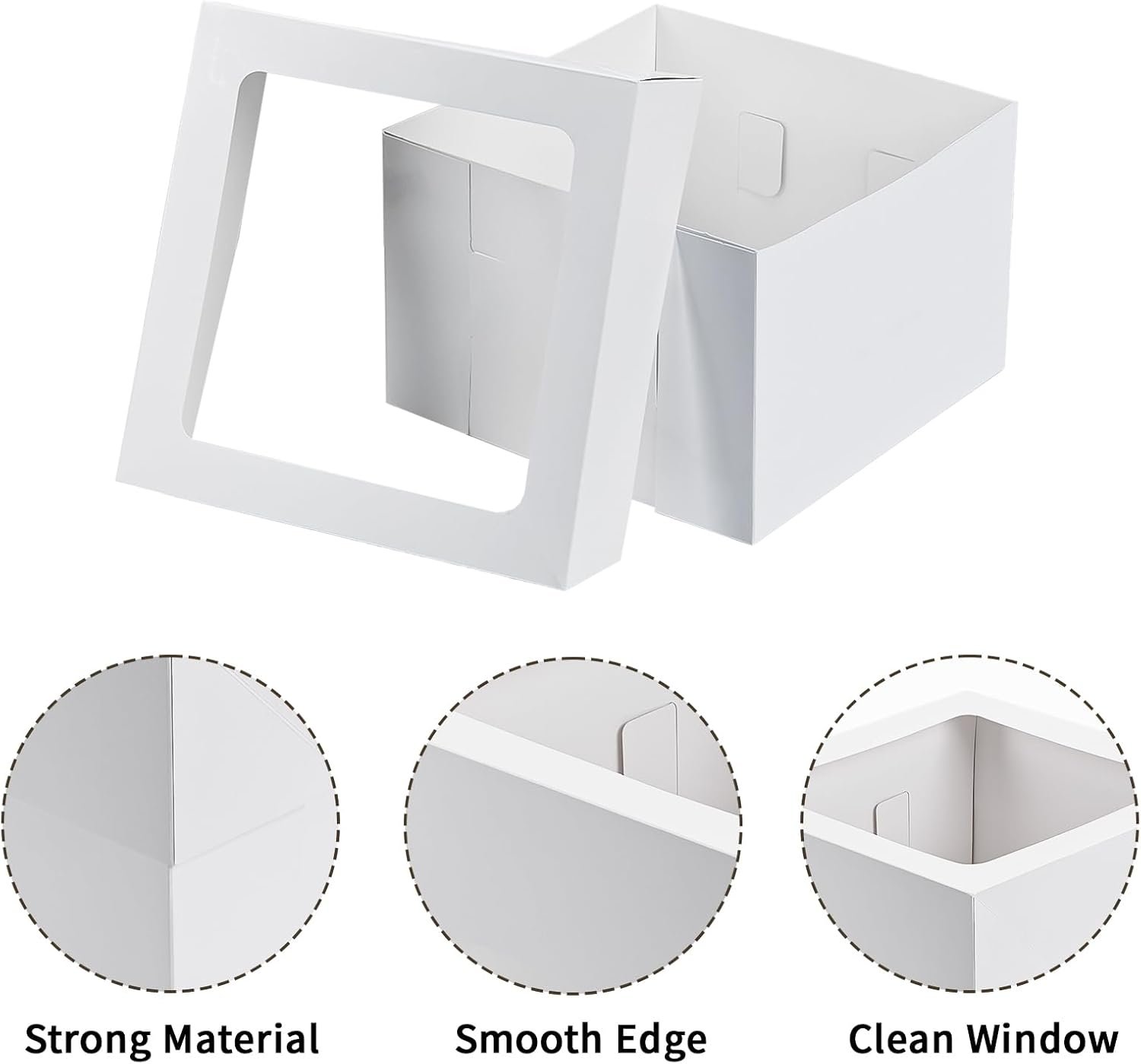 Caja de Cartón para Pasteles con Ventana 12x12x8 Pulgadas, Personalización de Logo, Ideal para Cupcakes, Tartas, Donas y Galletas, Marca Blanca de Fábrica para San Valentín y el Día de la Madre.