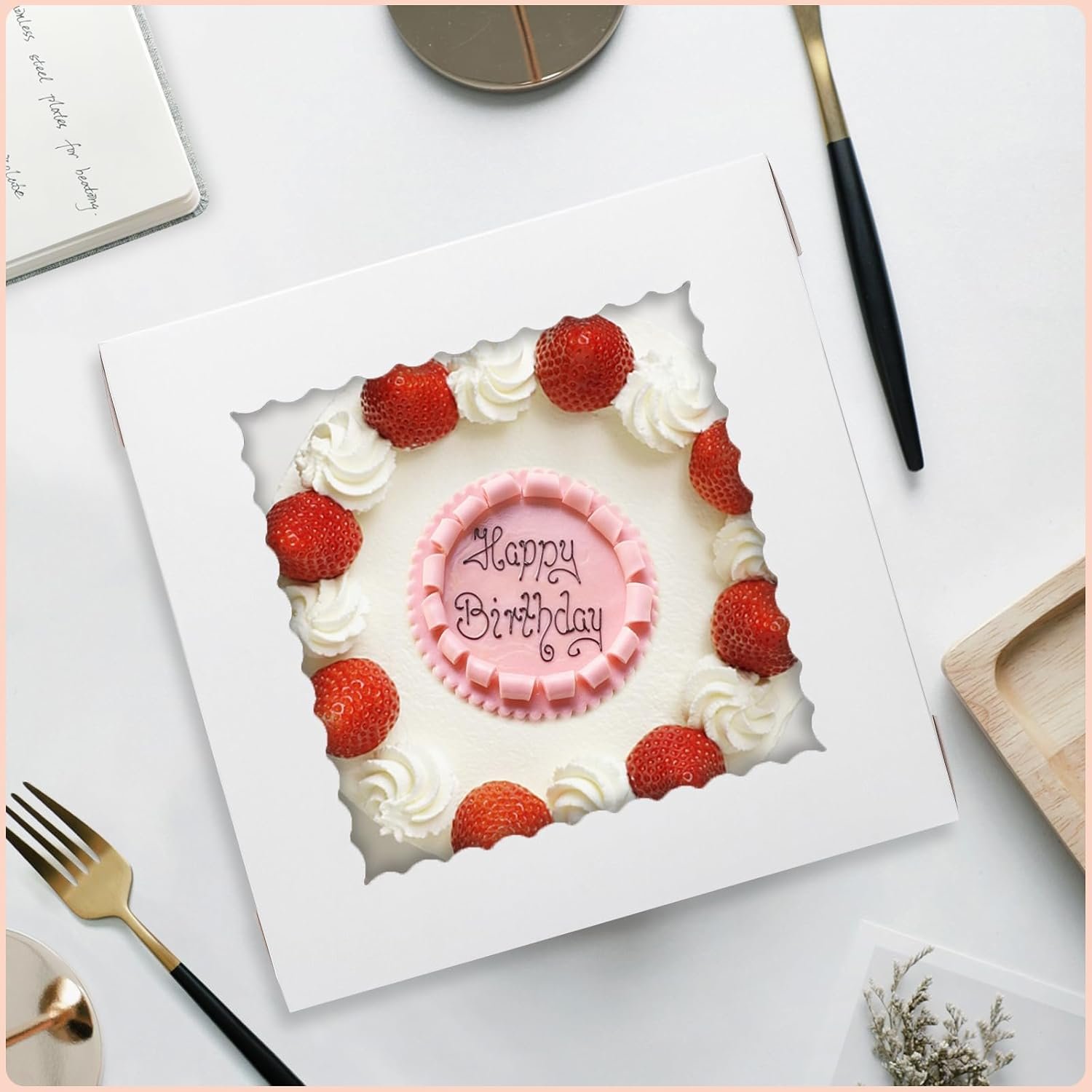 Caja de Pasteles Altas 12x12x12 Pulgadas Desechables con Ventana Personalizadas para Bodas, Cumpleaños y Fiestas, Marca Blanca, Fabricante de Contenedores de Transporte para Repostería