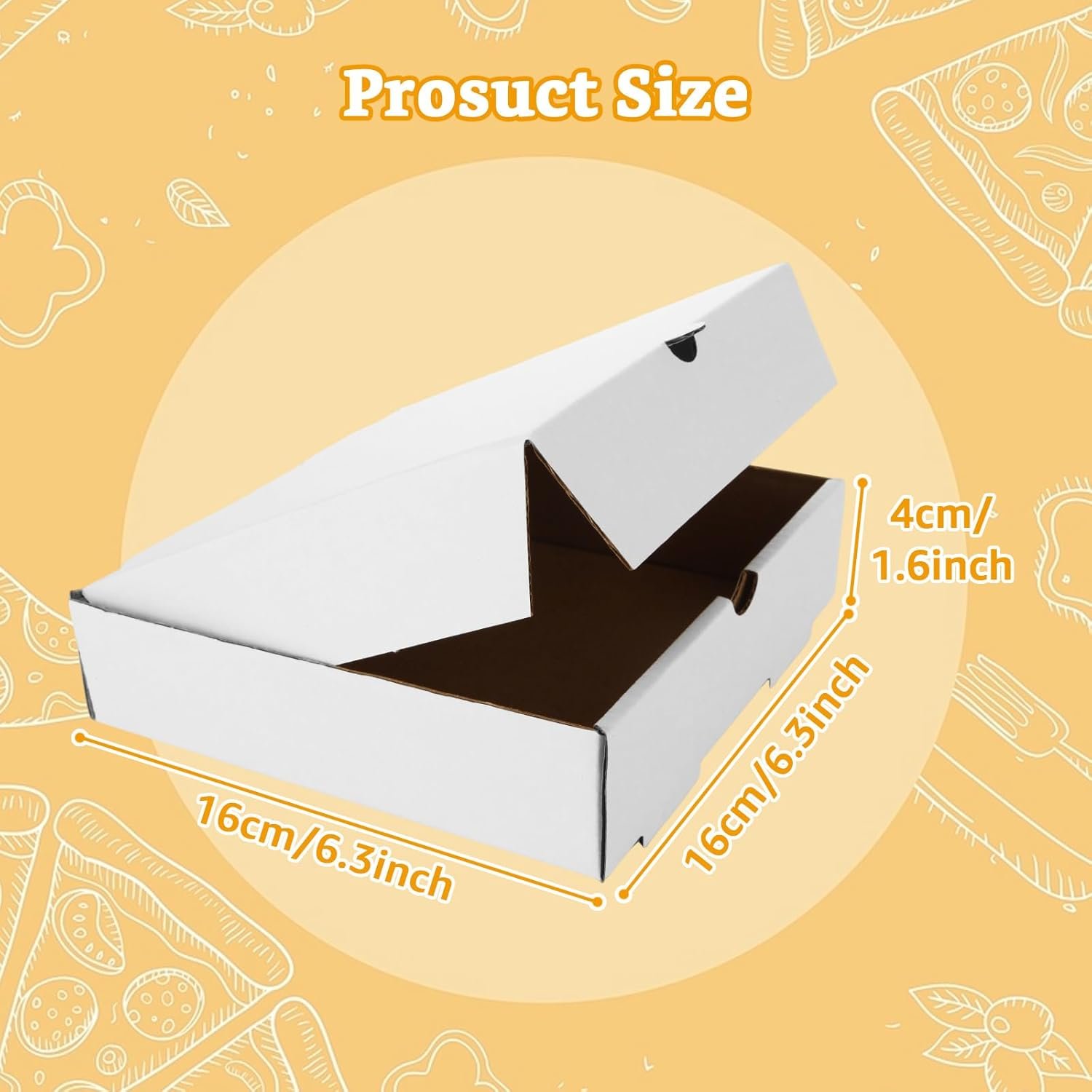 Logo Personalizado Cajas de Pizza 50 Pack 6 x 6 Cajas Pequeñas de Cartón Corrugado para Comida, Pasteles, Galletas, Marca Blanca Fábrica