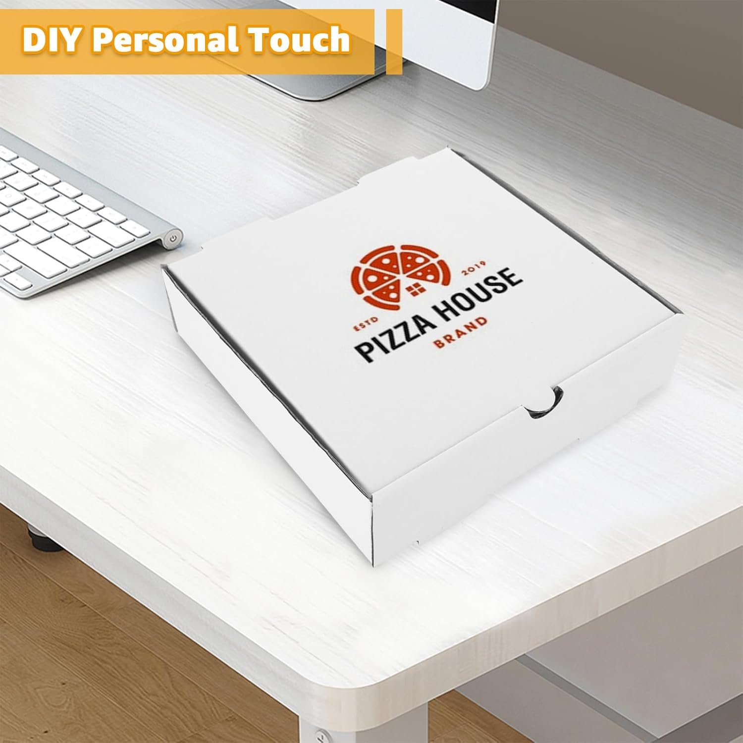 Logo Personalizado Cajas de Pizza 50 Pack 6 x 6 Cajas Pequeñas de Cartón Corrugado para Comida, Pasteles, Galletas, Marca Blanca Fábrica