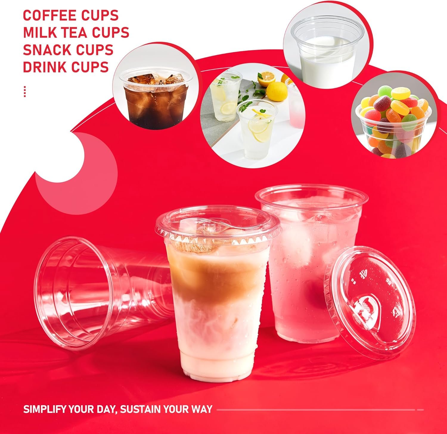 Copa de plástico de 16 oz con tapa y pajilla sin agujero, pack de 100, ideal para bebidas frías, logo personalizado disponible, fabricado por nuestro proveedor.