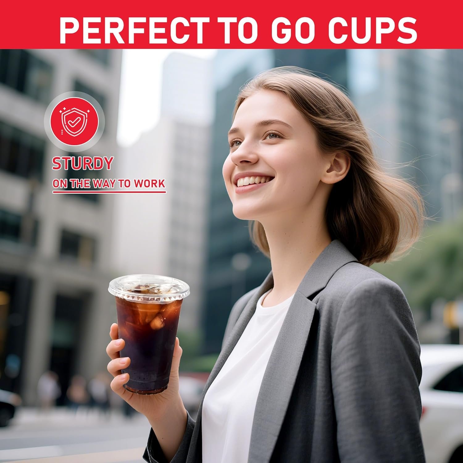 Copa de plástico de 16 oz con tapa y pajilla sin agujero, pack de 100, ideal para bebidas frías, logo personalizado disponible, fabricado por nuestro proveedor.