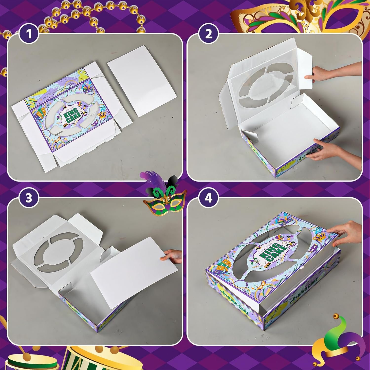 Logo Personalizado Cajas de Cartón de 20 Piezas para Pasteles de Reyes de Mardi Gras con Ventana 14 x 10 x 3 Pulgadas y Tableros (10 Cajas y 10 Tableros) Cajas Resistentes de Pastelería Marca Blanca Proveedor. Logo Personalizado Cajas de Cartón de 20 Piezas para Pasteles de Reyes de Mardi Gras con Ventana 14 x 10 x 3 Pulgadas y Tableros (10 Cajas y 10 Tableros) Cajas Resistentes de Pastelería Marca Blanca Proveedor.