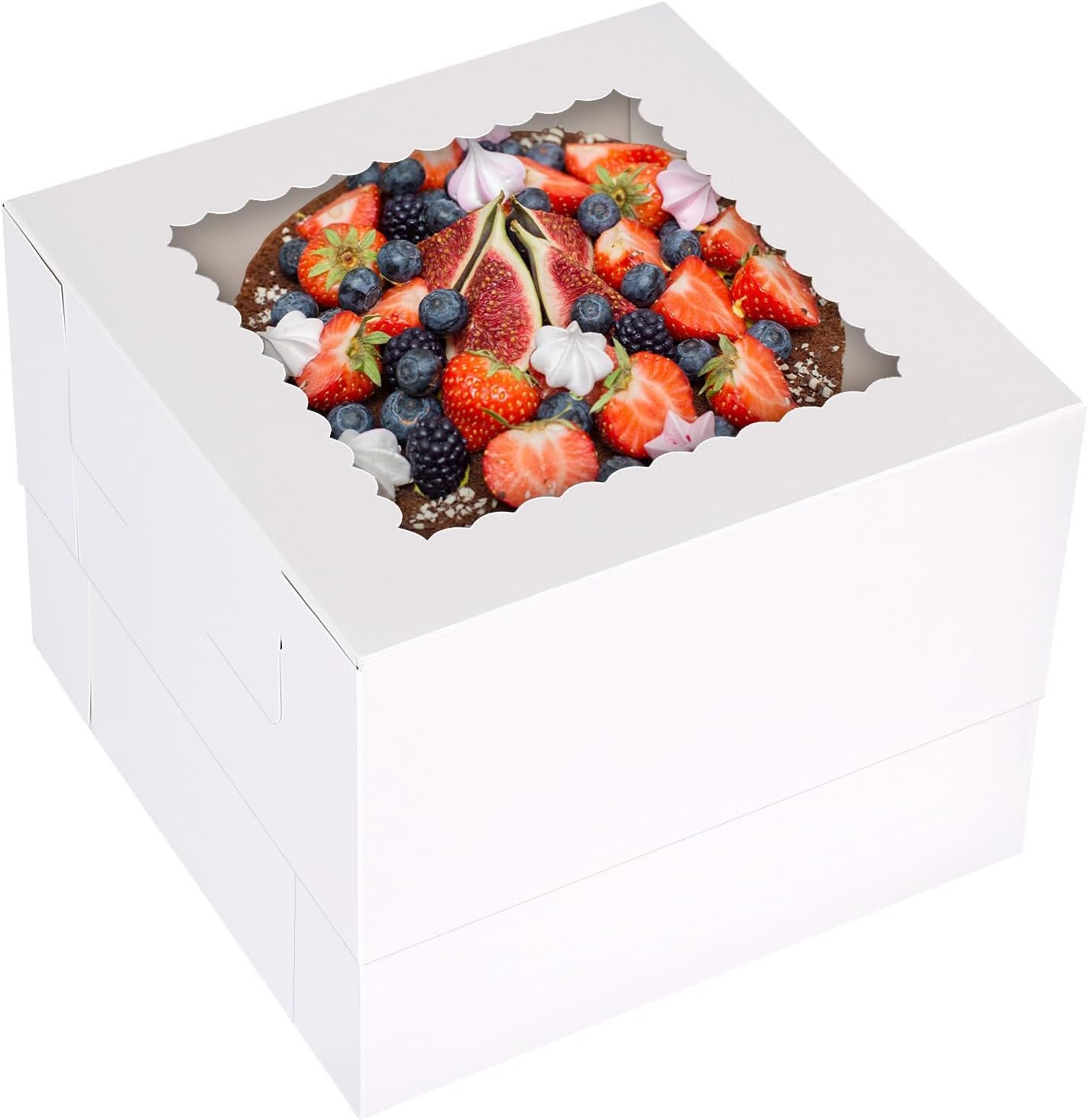 Logo Personalizado para cajas de pasteles, caja alta de 10x10x8 pulgadas con ventana, caja de repostería blanca, grandes cajas de horneado para Día de San Valentín, Día de la Madre, pasteles, tartas, postres de Fábrica.