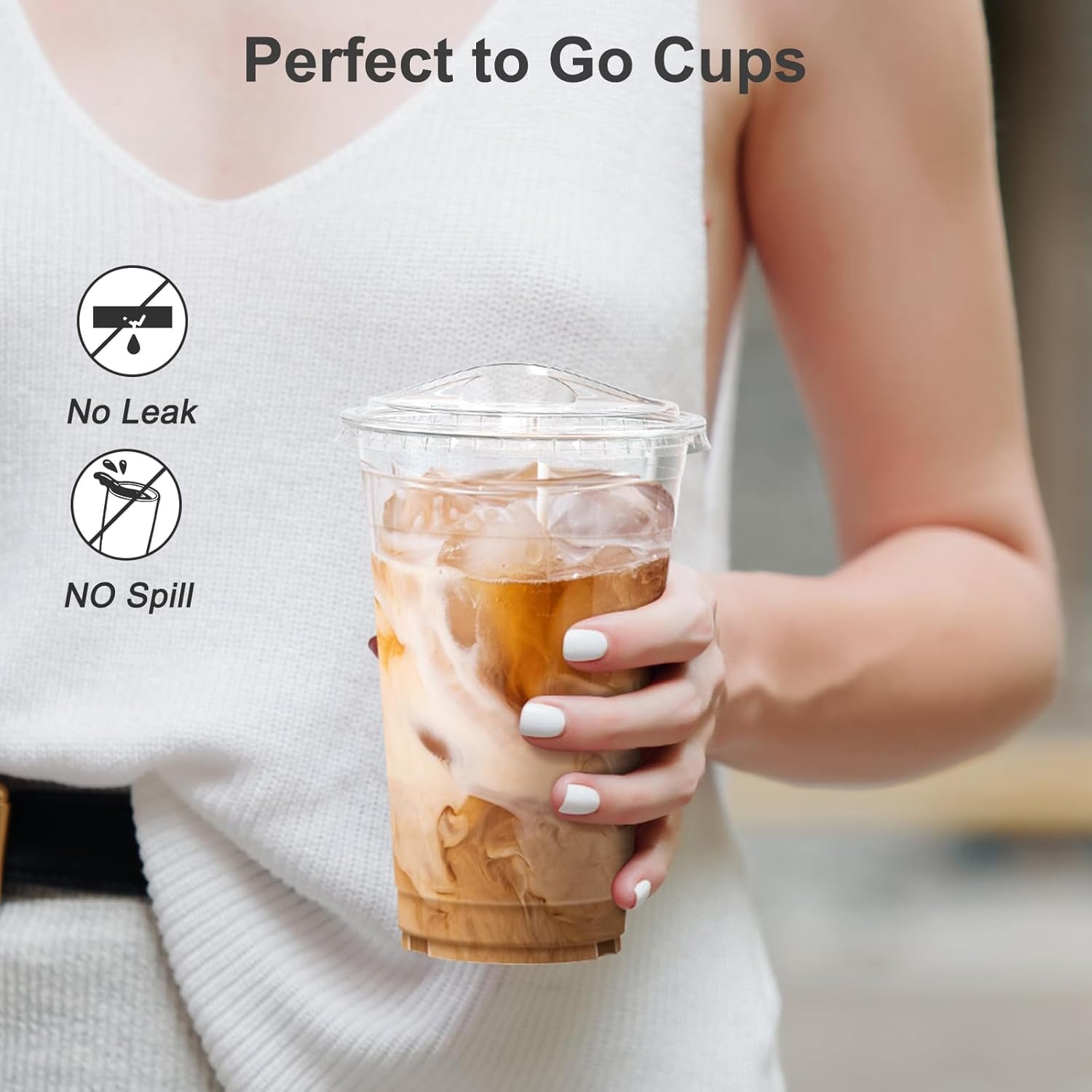 Logo Personalizado - Paquete de 100 vasos plásticos transparentes de 20 oz con tapas, vasos desechables para café helado y batidos, seguros para alimentos, Proveedor de calidad.