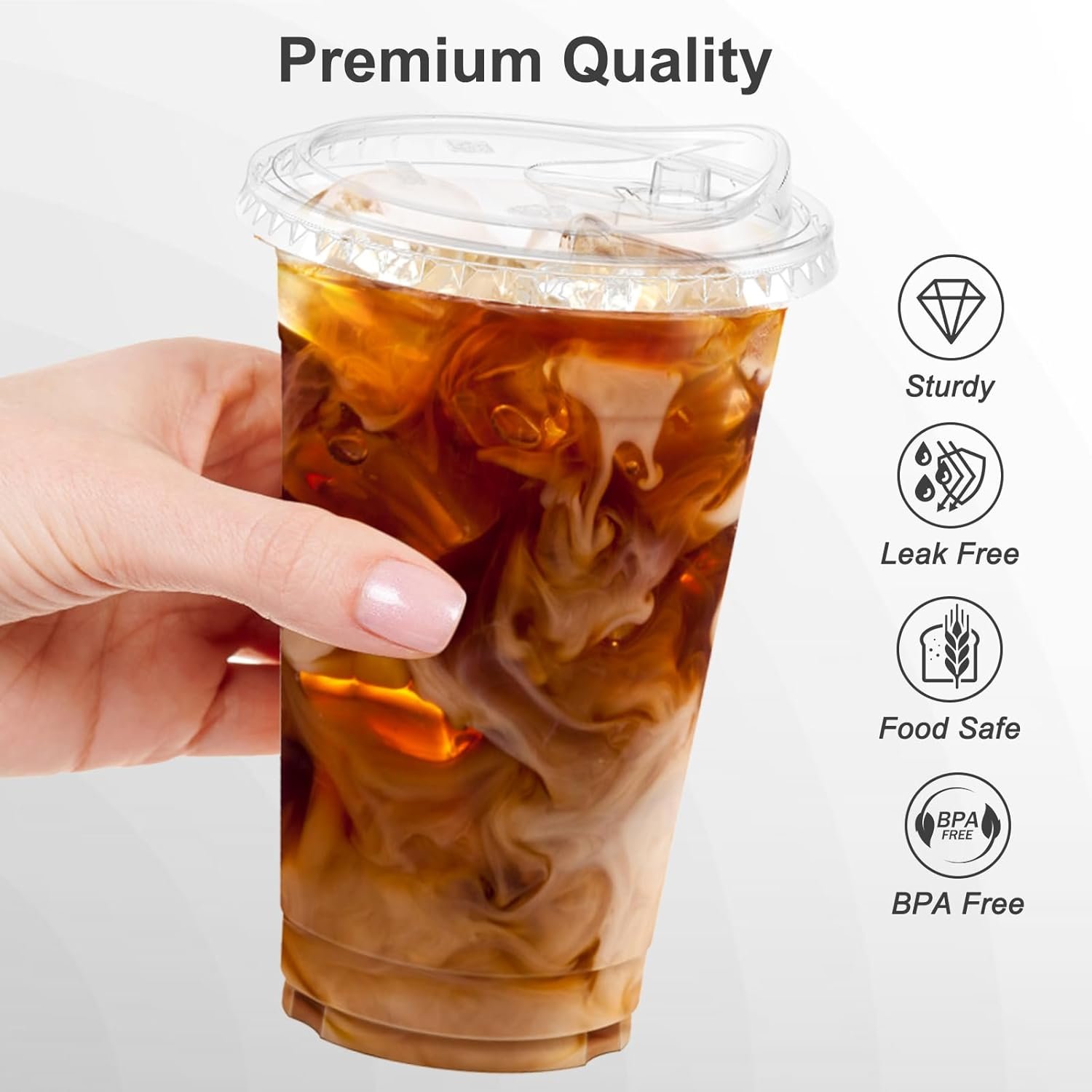 Logo Personalizado - Paquete de 100 vasos plásticos transparentes de 20 oz con tapas, vasos desechables para café helado y batidos, seguros para alimentos, Proveedor de calidad.
