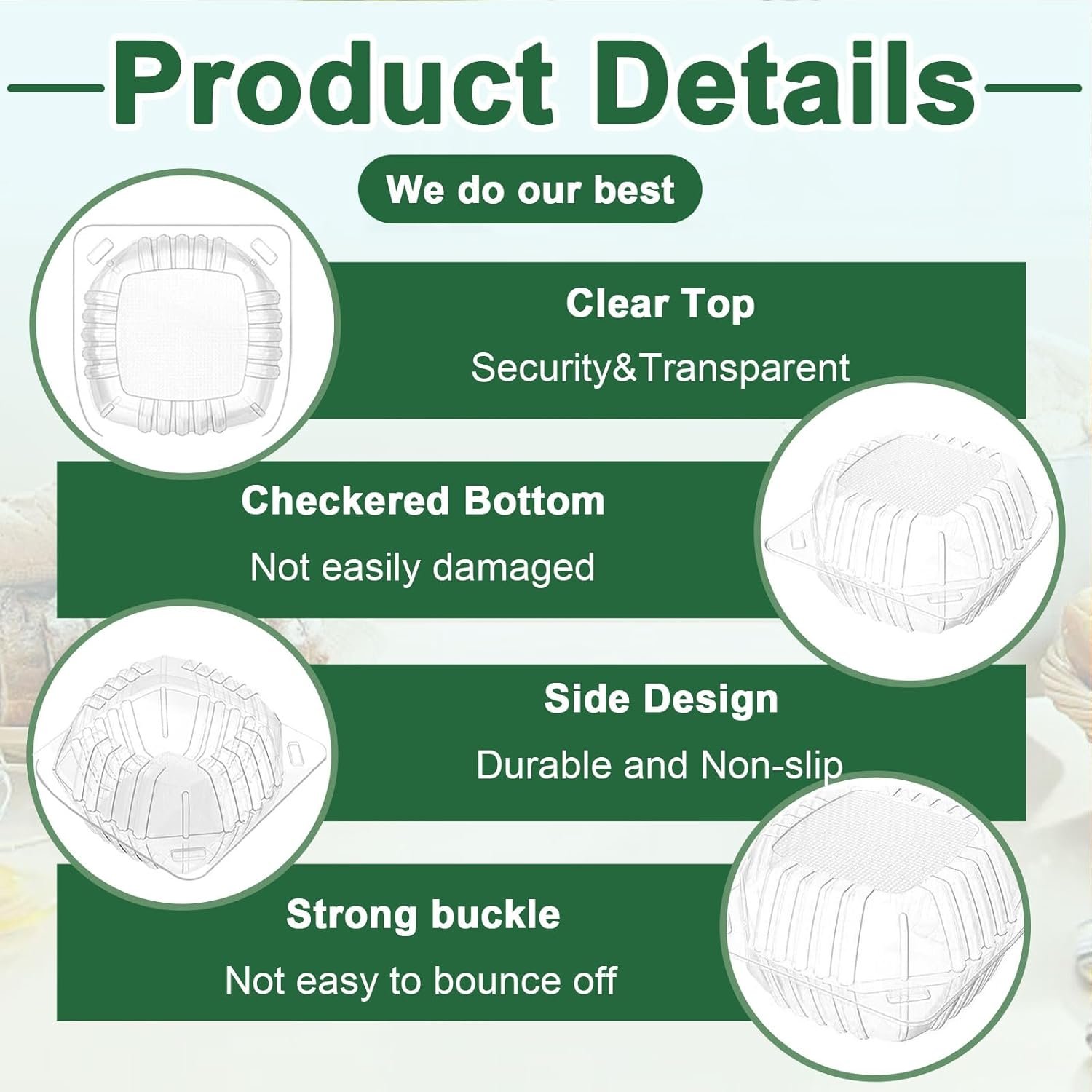 Contenedores de comida desechables con tapa, 200 unidades, 6 x 6 pulgadas, ideales para postres, pasteles, ensaladas y suministros de panadería - Marca blanca - Proveedor de envases plásticos con logo personalizado. Contenedores de comida desechables con tapa, 200 unidades, 6 x 6 pulgadas, ideales para postres, pasteles, ensaladas y suministros de panadería - Marca blanca - Proveedor de envases plásticos con logo personalizado.