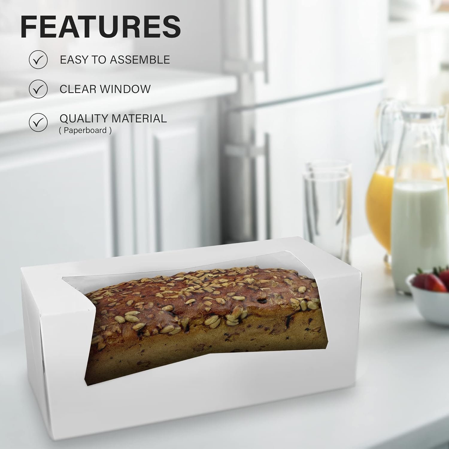 Cajas de panadería auto-pop-up blancas con ventana 9