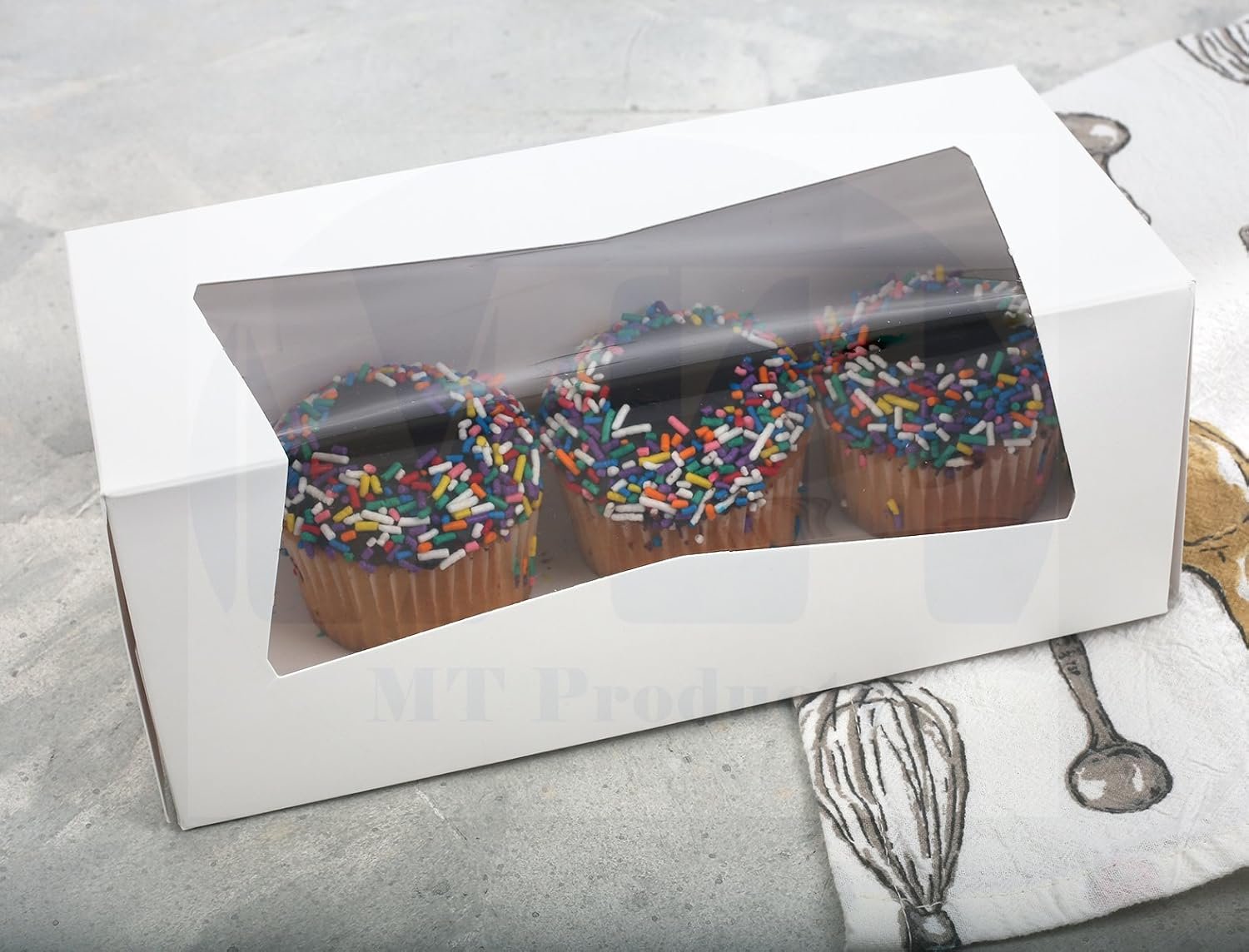 Cajas de panadería auto-pop-up blancas con ventana 9