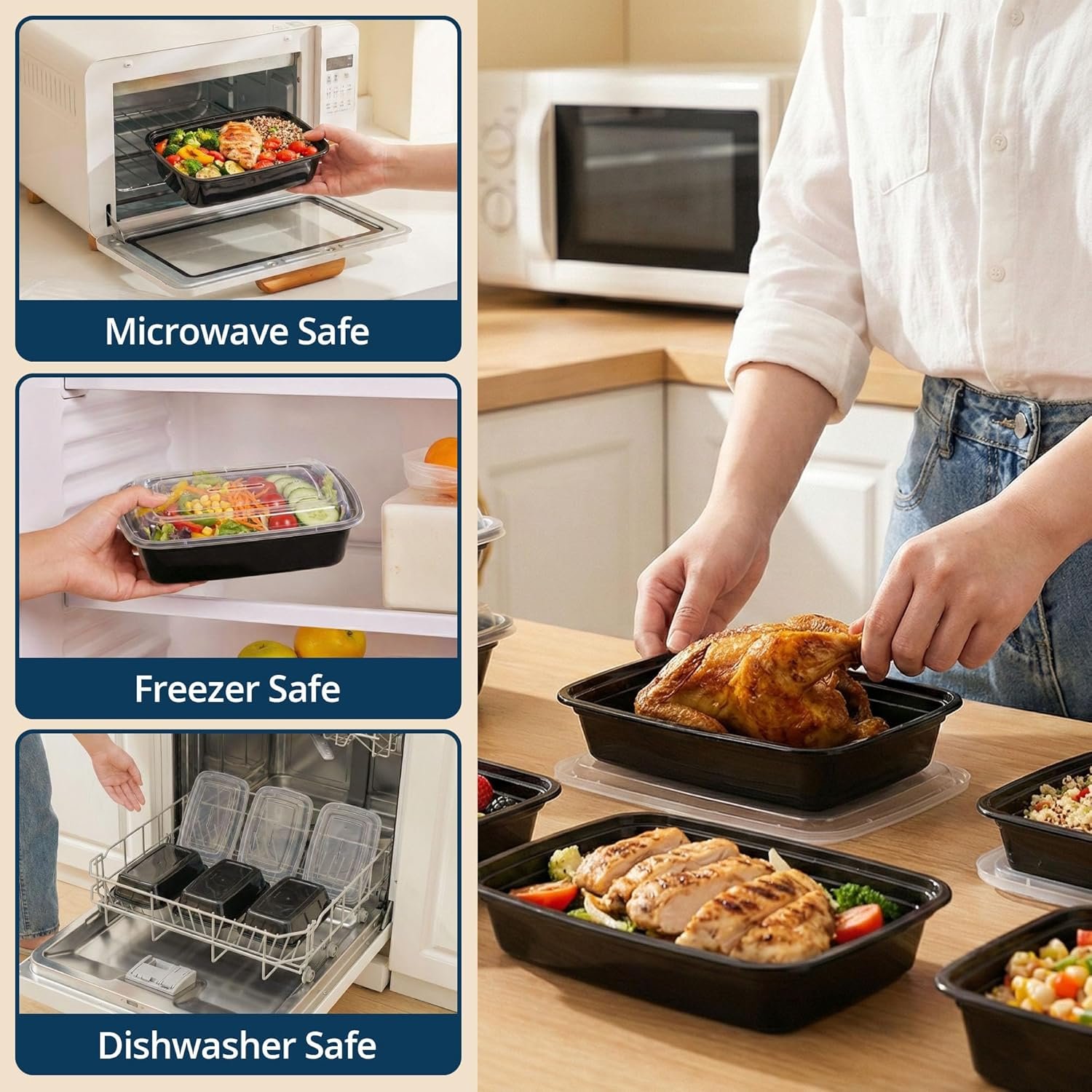 Contenedores de Preparación de Comidas con Tapa - 150 Paquete 12 oz Plástico BPA-Free para Almacenamiento de Alimentos a Prueba de Fugas, Apta para Microondas, Lavavajillas y Congelador, Cajas Reutilizables para Control de Porciones y Catering con Marca Blanca de Proveedor Contenedores de Preparación de Comidas con Tapa - 150 Paquete 12 oz Plástico BPA-Free para Almacenamiento de Alimentos a Prueba de Fugas, Apta para Microondas, Lavavajillas y Congelador, Cajas Reutilizables para Control de Porciones y Catering con Marca Blanca de Proveedor