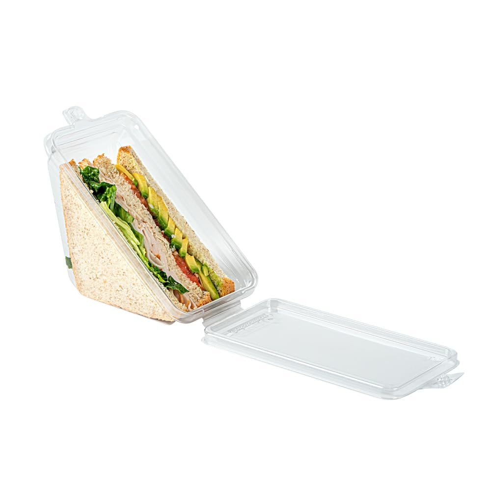Contenedores para Llevar Triangulares 7.4 x 3.9 x 3.5 Pulgadas con Tapa Bisagra, Marca Blanca y Logo Personalizado, Proveedor de Envases Plásticos Transparentes para Sándwiches Congelables y Respetuosos con el Medio Ambiente. Contenedores para Llevar Triangulares 7.4 x 3.9 x 3.5 Pulgadas con Tapa Bisagra, Marca Blanca y Logo Personalizado, Proveedor de Envases Plásticos Transparentes para Sándwiches Congelables y Respetuosos con el Medio Ambiente.