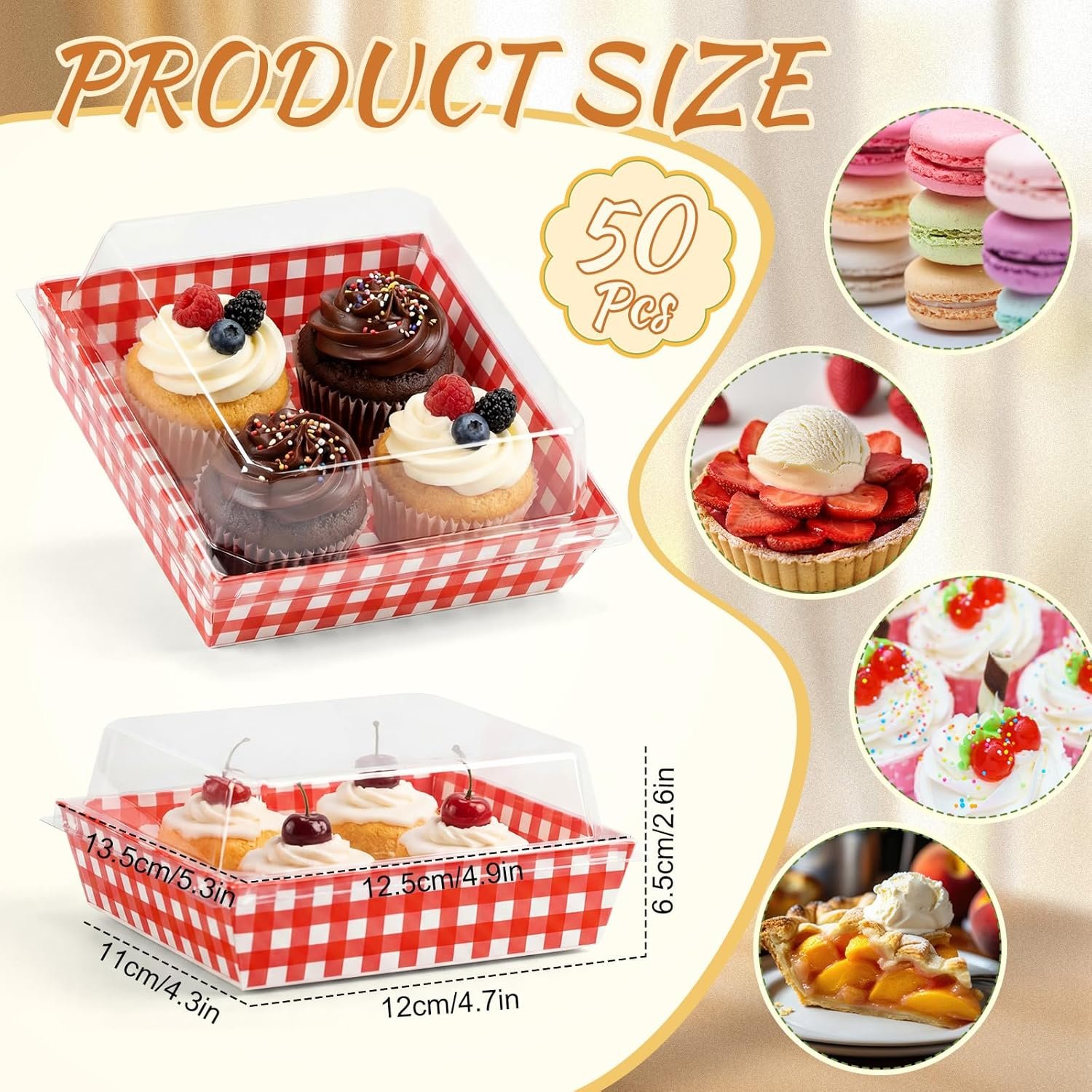 Logo Personalizado Cajas de Charcutería a Rayas Rojas y Blancas con Ventanas, Cajas de Regalo para Fiesta de Pizza, Boda, Baby Shower y Picnic Buffet, Marca Blanca Proveedor 50 Pack.