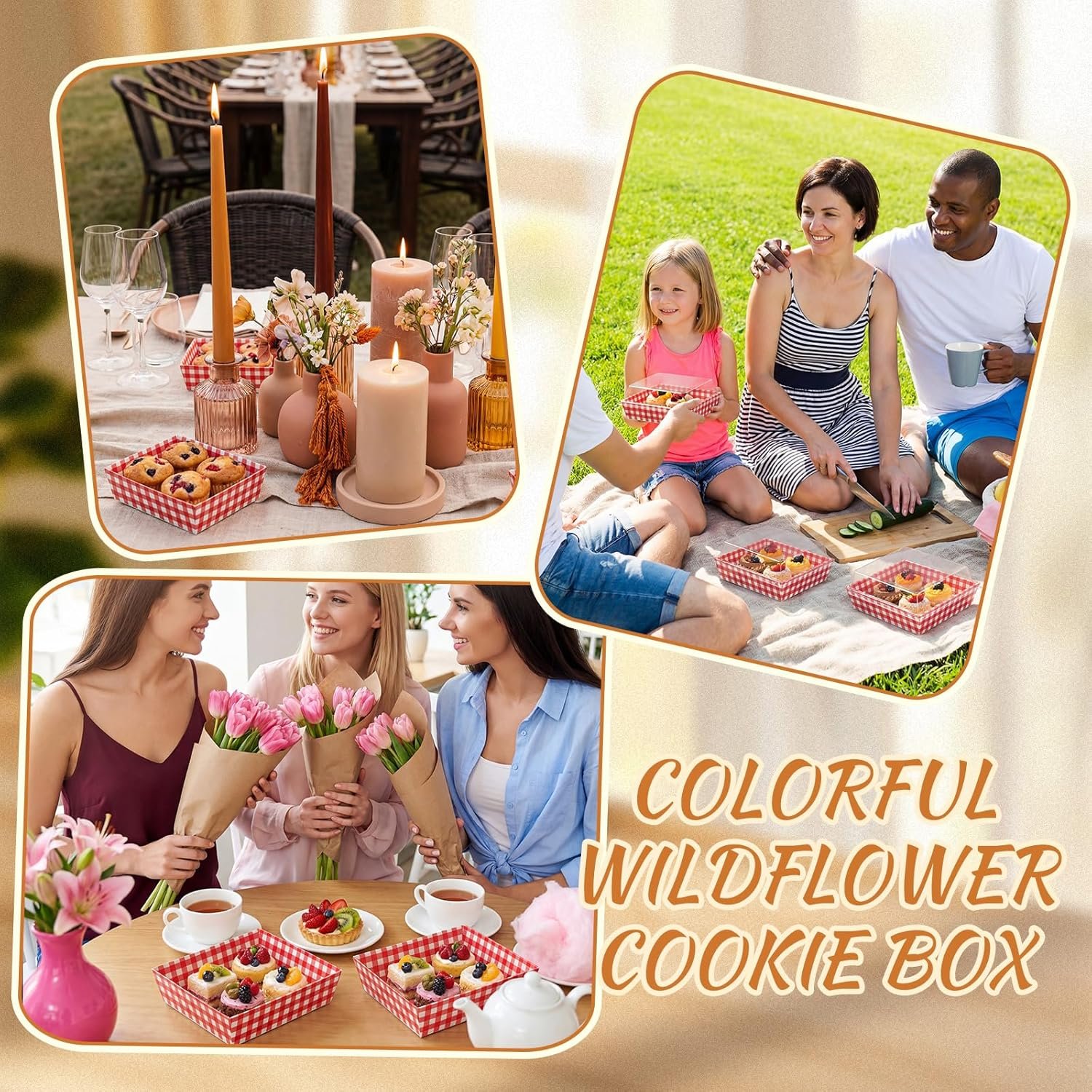 Logo Personalizado Cajas de Charcutería a Rayas Rojas y Blancas con Ventanas, Cajas de Regalo para Fiesta de Pizza, Boda, Baby Shower y Picnic Buffet, Marca Blanca Proveedor 50 Pack.