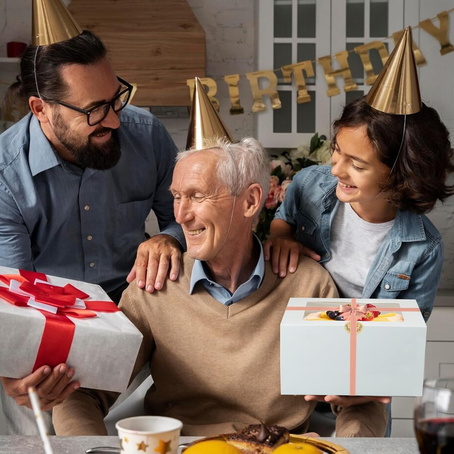 Cajas Pasteles para Cookies, Pies, Cupcakes y Pasteles con Ventana, 30pcs de 10x10x5 Pulgadas, Logo Personalizado, Marca Blanca, Proveedor de Equipos de Pastelería