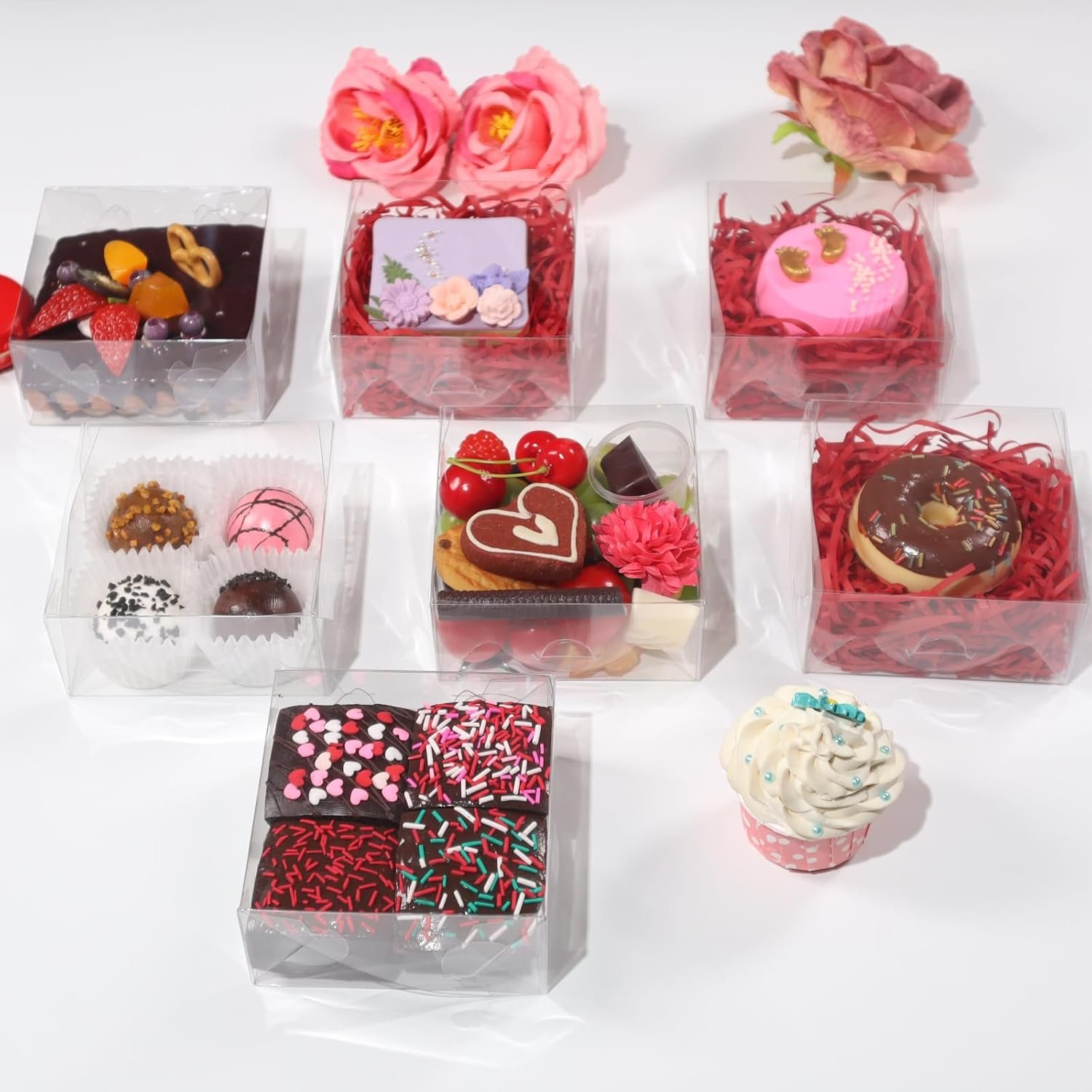 Logo Personalizado 50PCS Cajas de Panadería Transparentes de 5