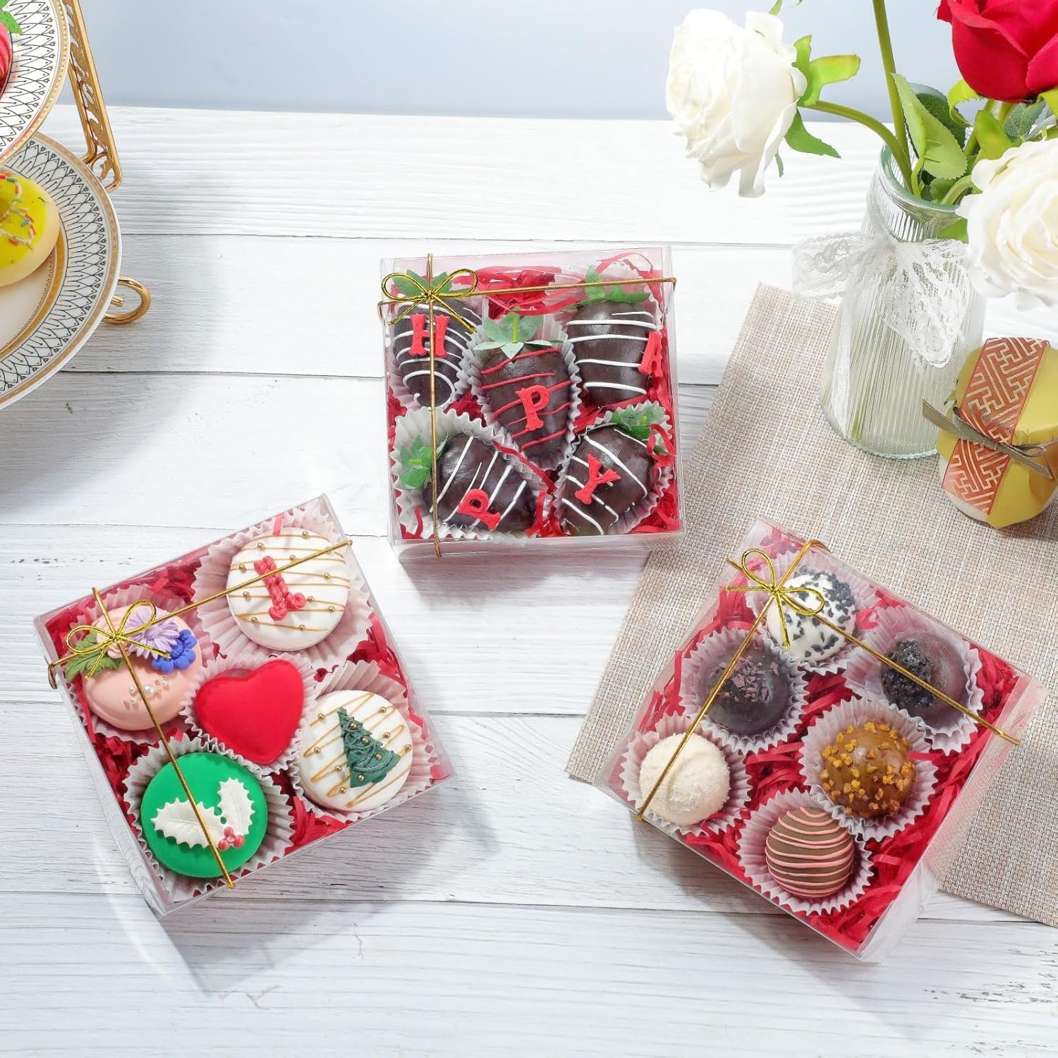 Logo Personalizado 50PCS Cajas de Panadería Transparentes de 5